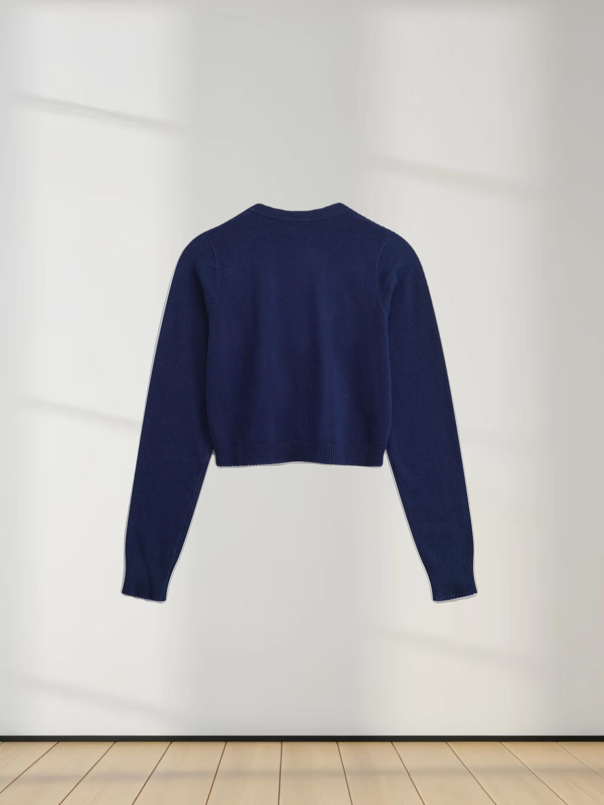 Embellished Cluster Crop Cardigan-Navy