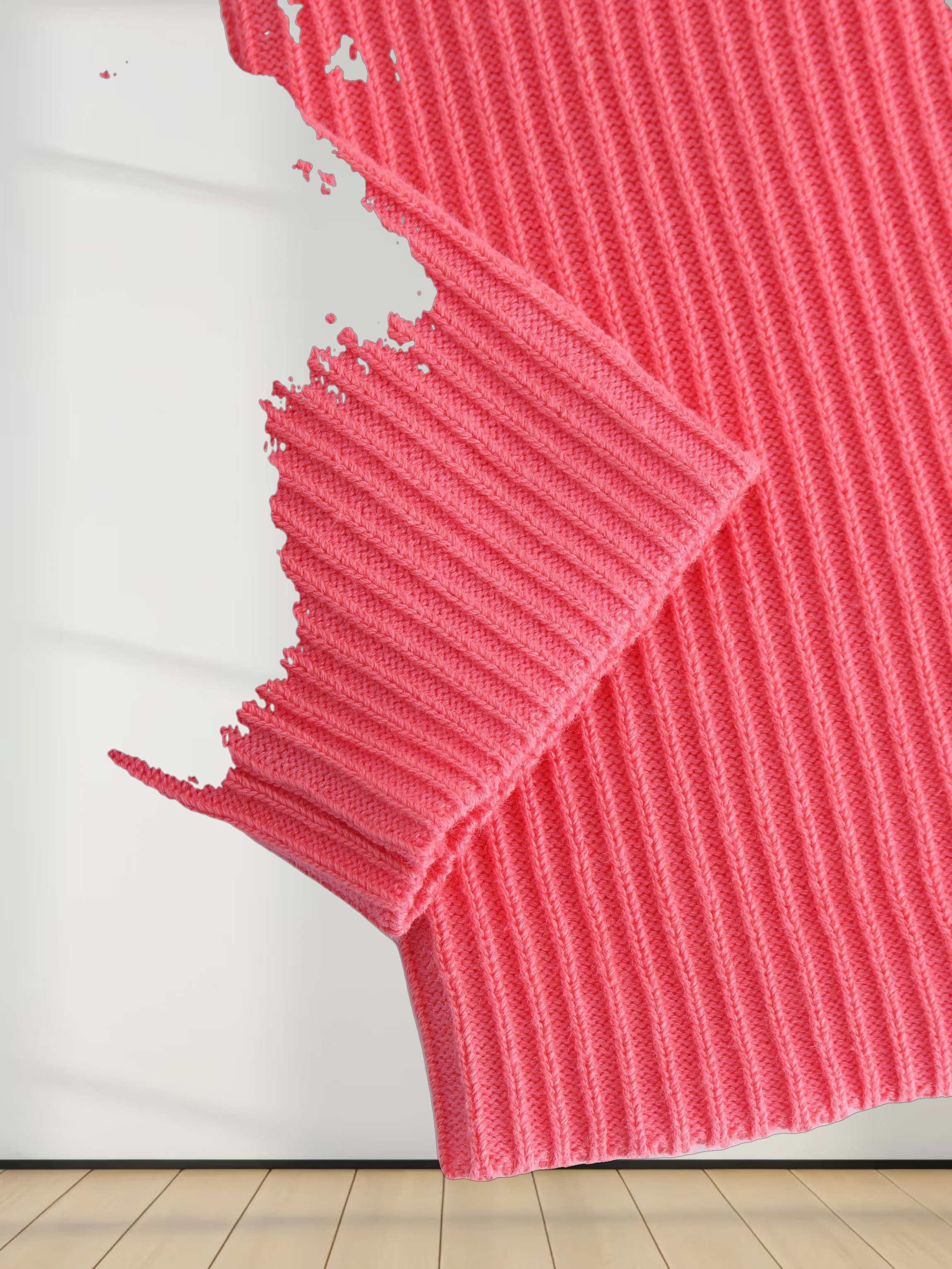 Ribbed Knit Cardigan-Coral