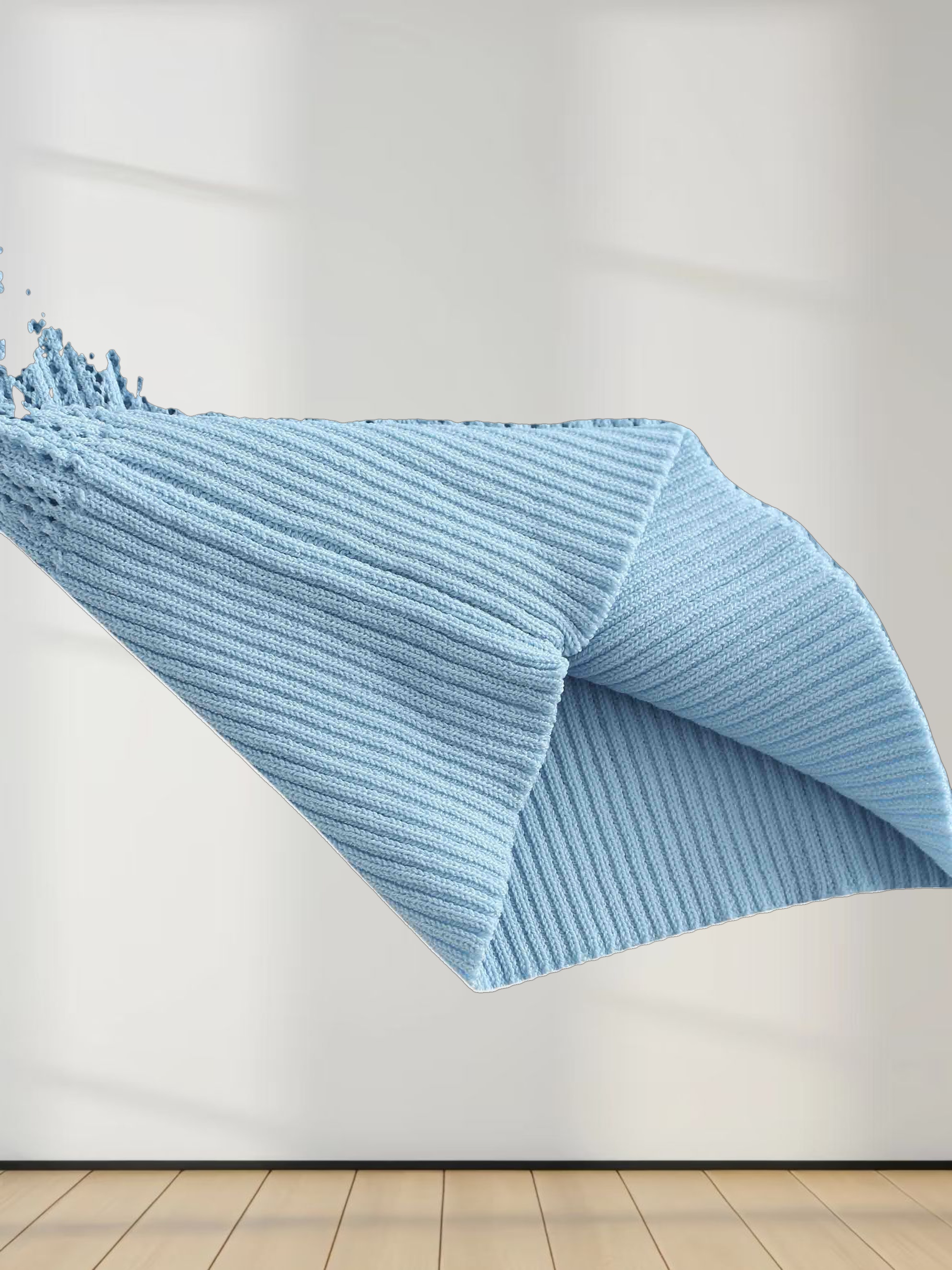 Printed Pointelle Sweater-Light Blue