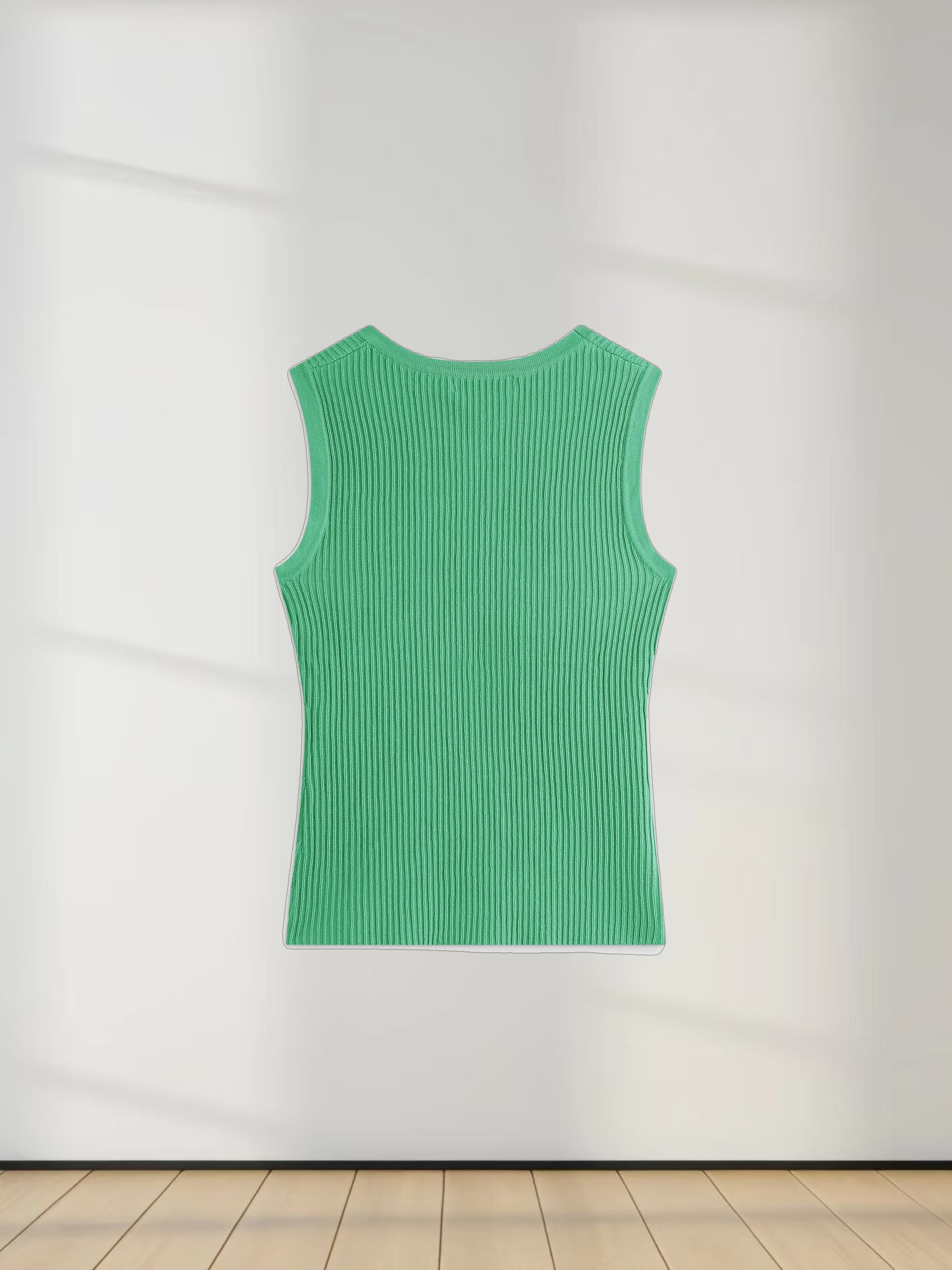 Sleeveless Ribbed Crew-Kelly Green