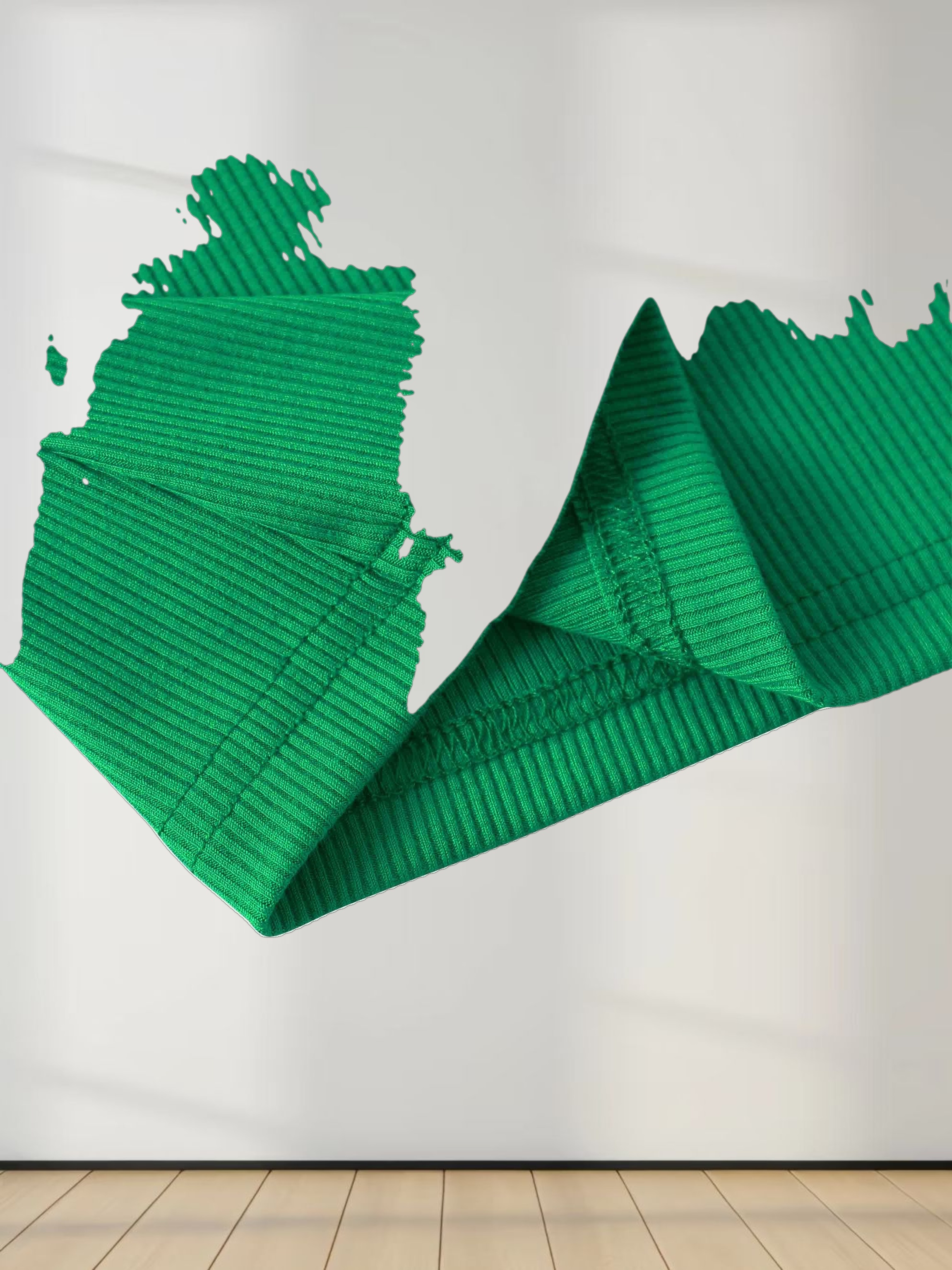 RIBBED HIGH V TEE LS-KELLEY GREEN