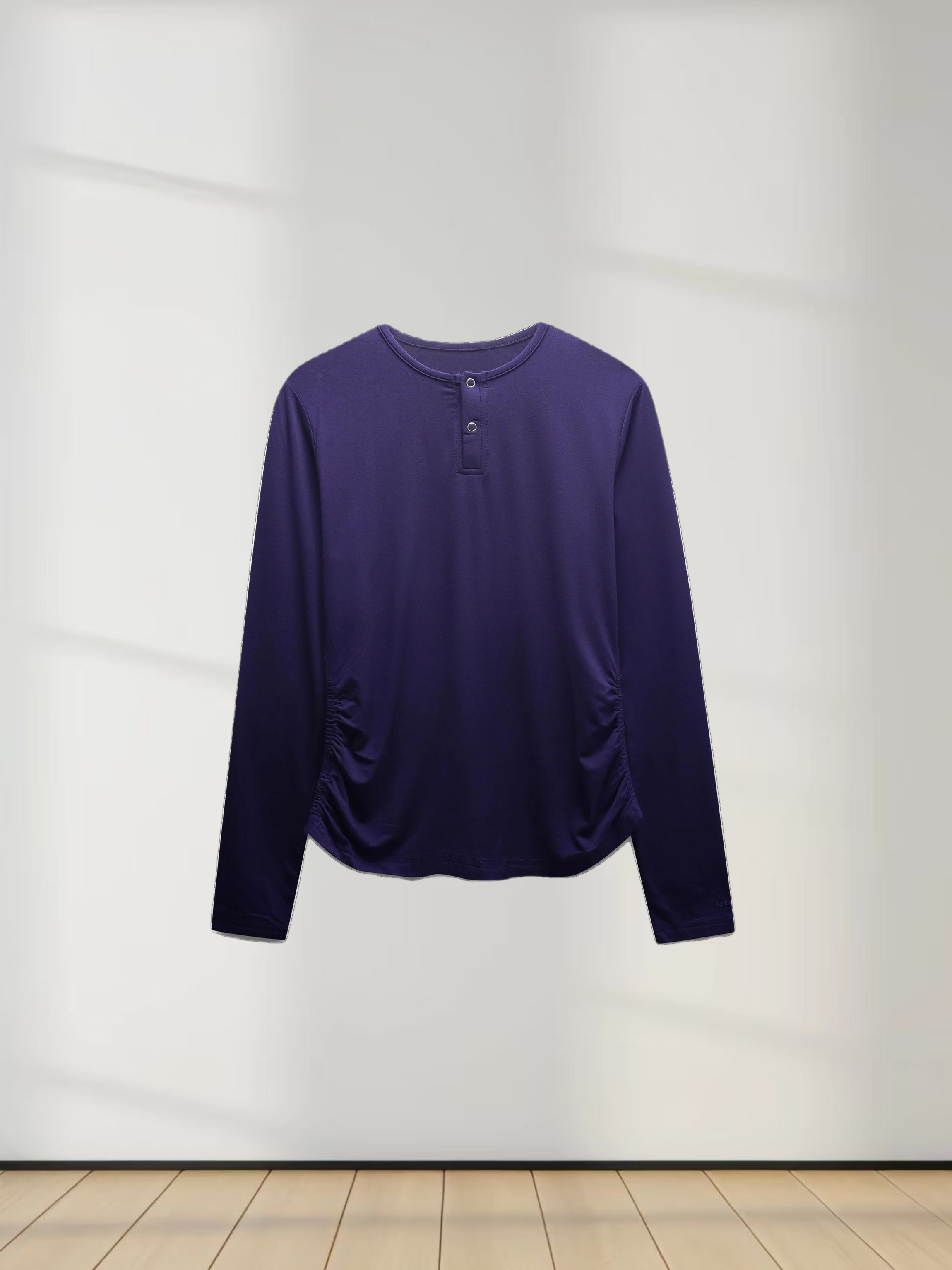 SIDE ELASTIC TEE-NAVY