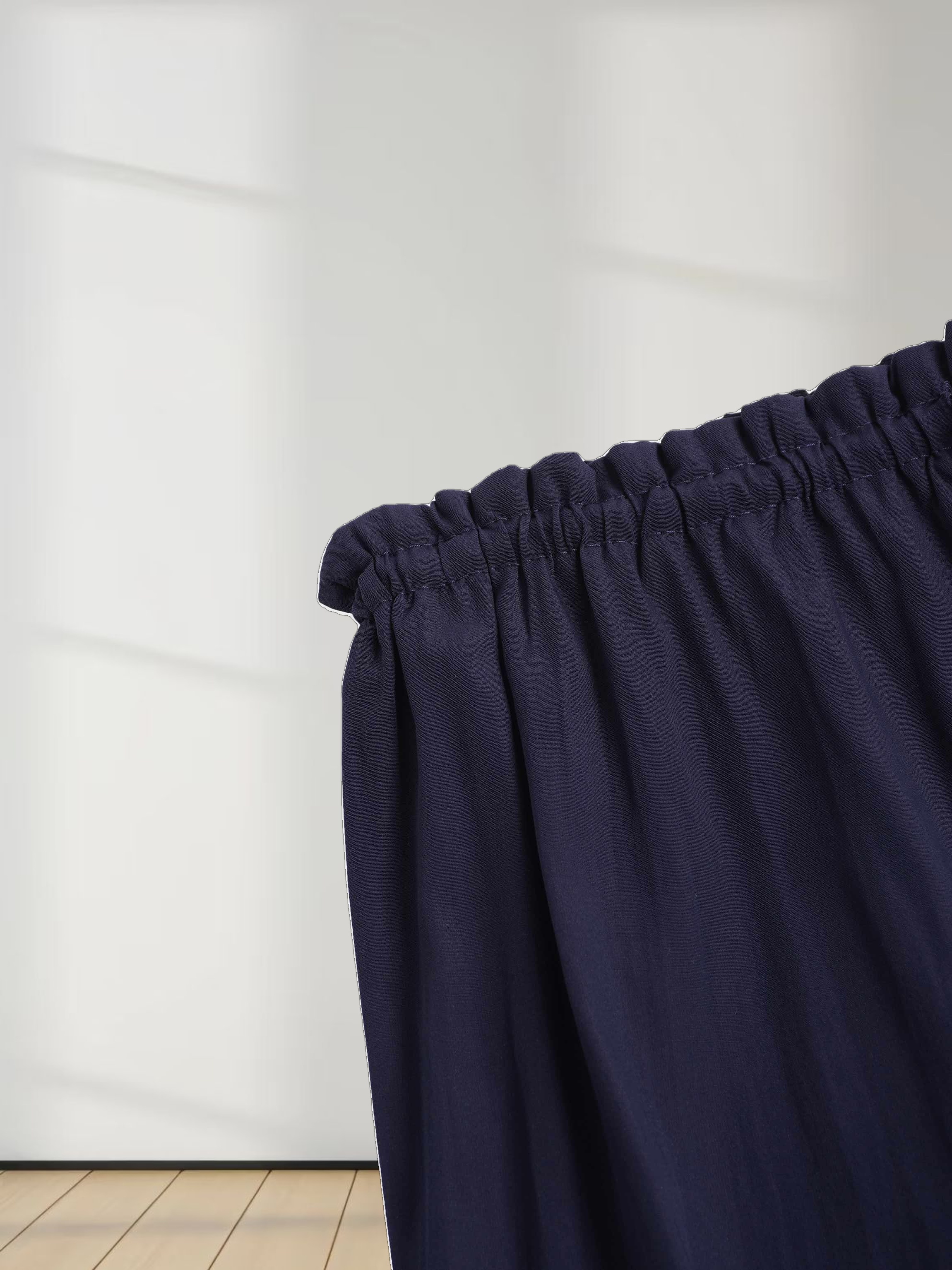 DRAWSTRING RUFFLE SKIRT-NAVY