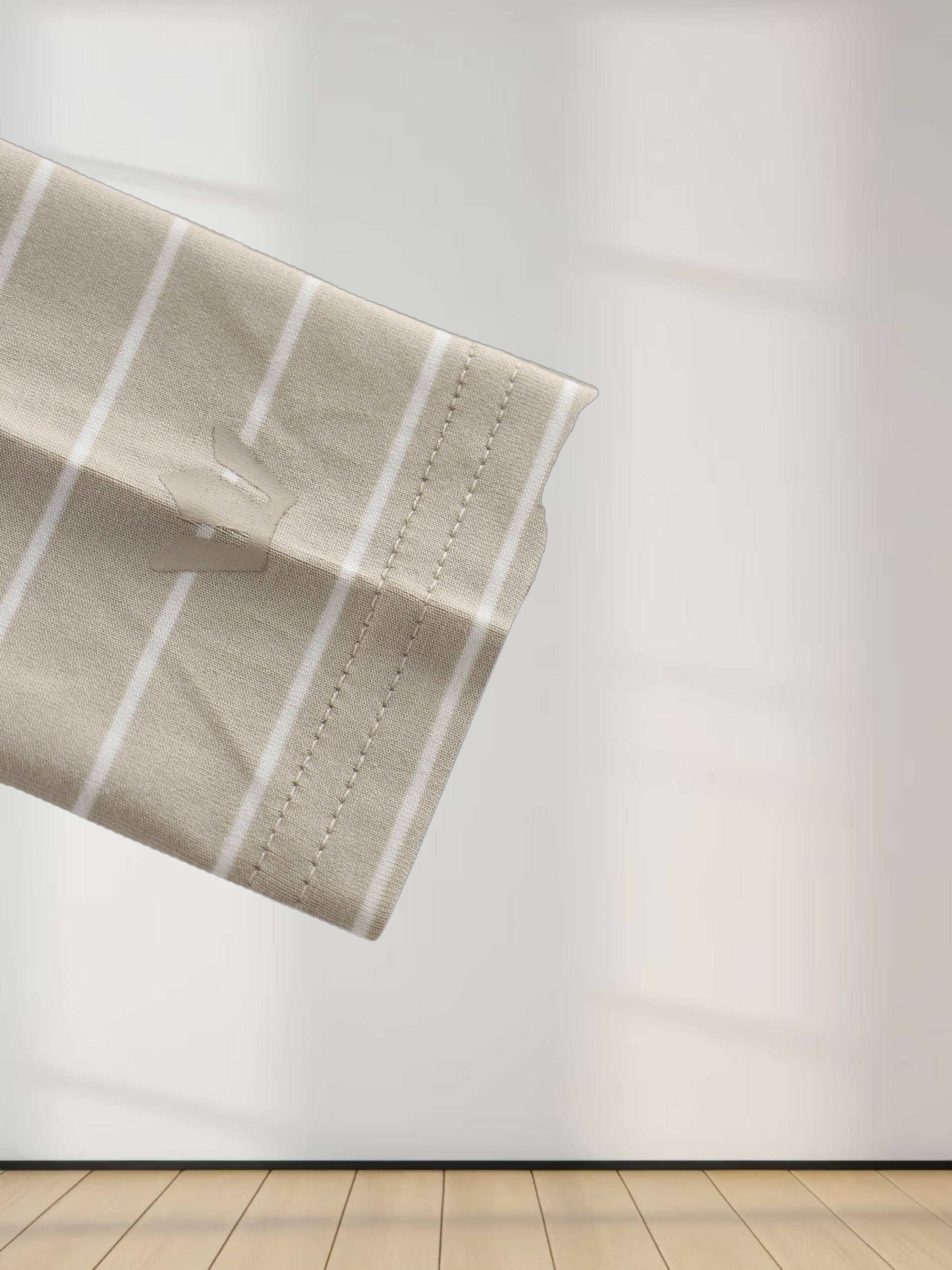 Striped Collar Snap Tee-Tan/White