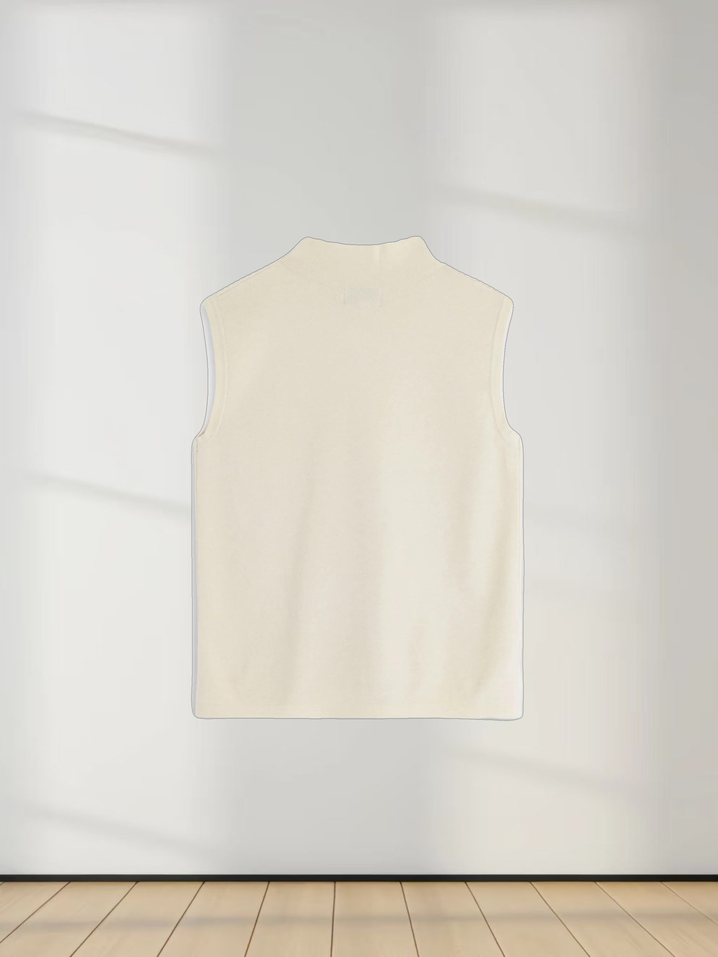 Sleeveless Mock Neck Sweater-Ivory