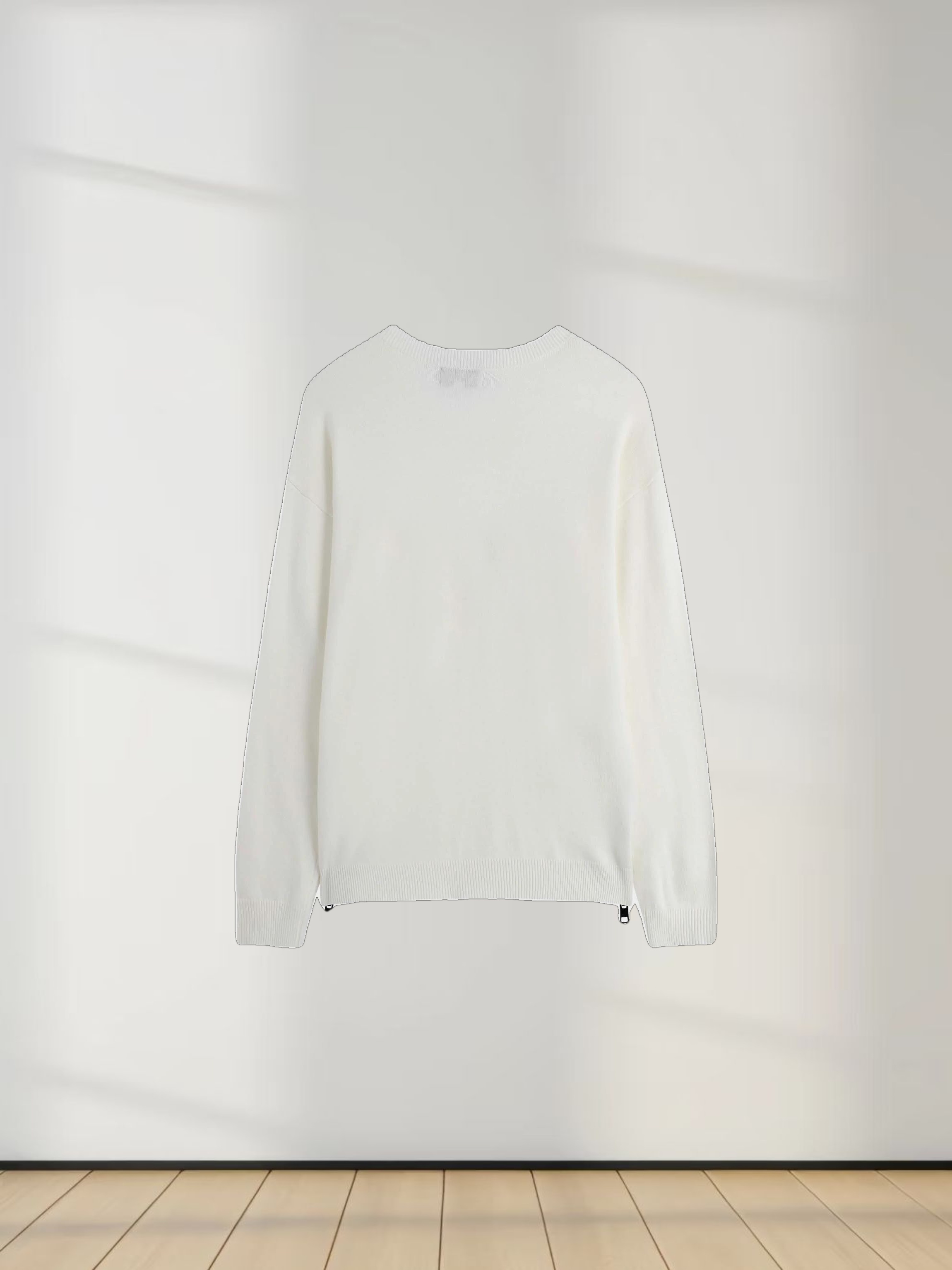 Side Zipper Sweater-Cream