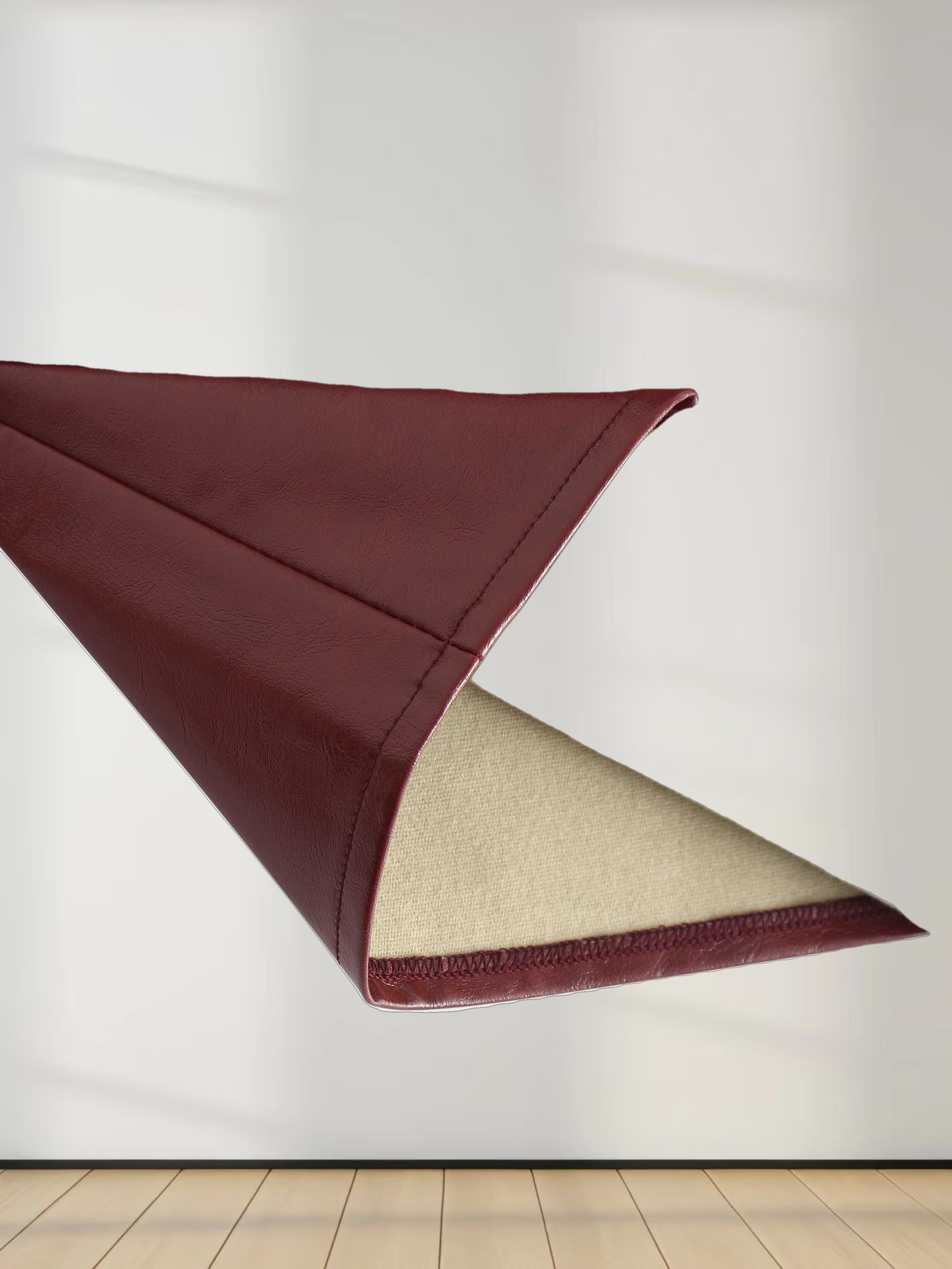 Coated Faux Leather A-Line Skirt-Burgundy