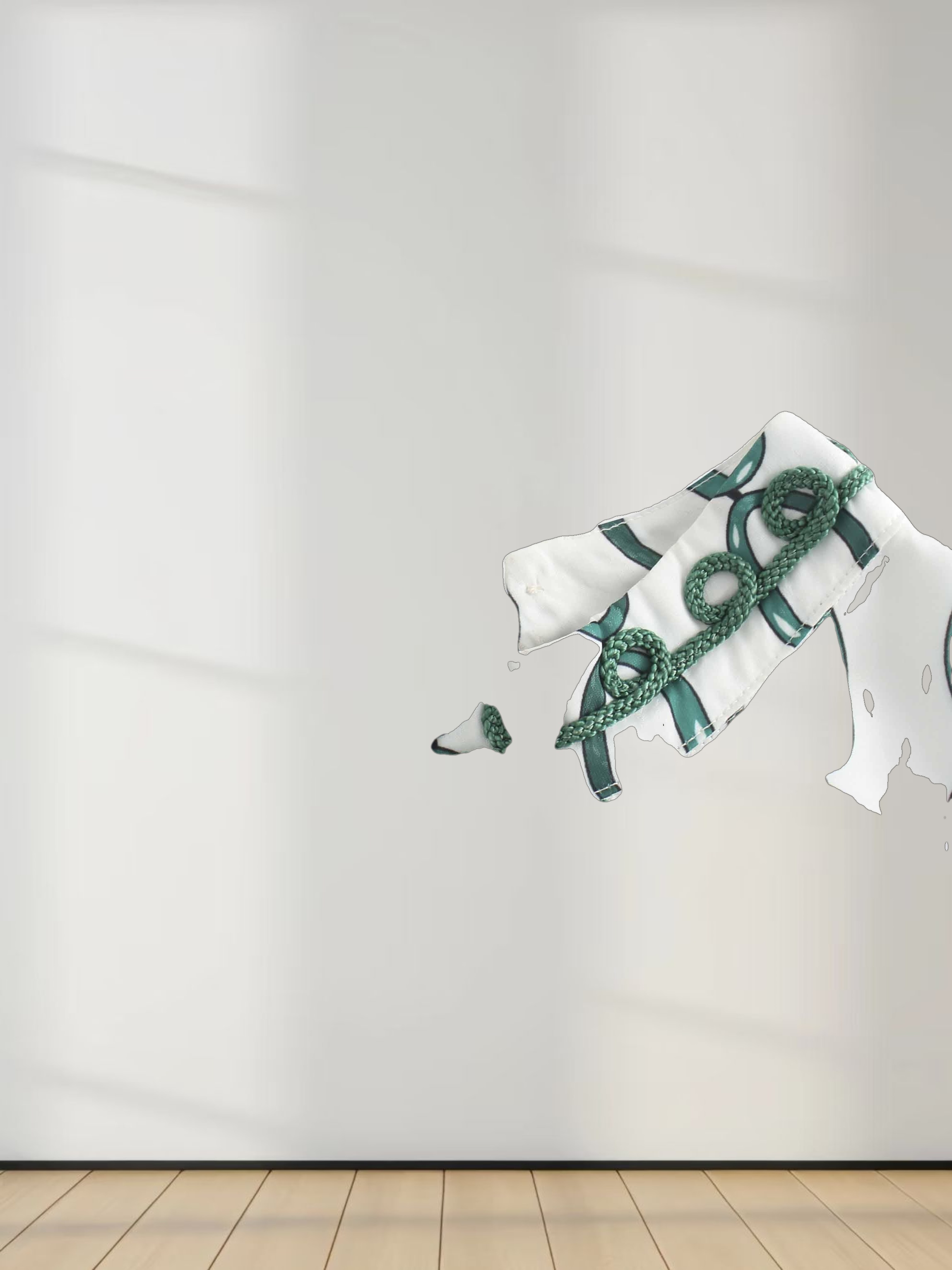 Ribbon Detail Yoke Dress-Green/White