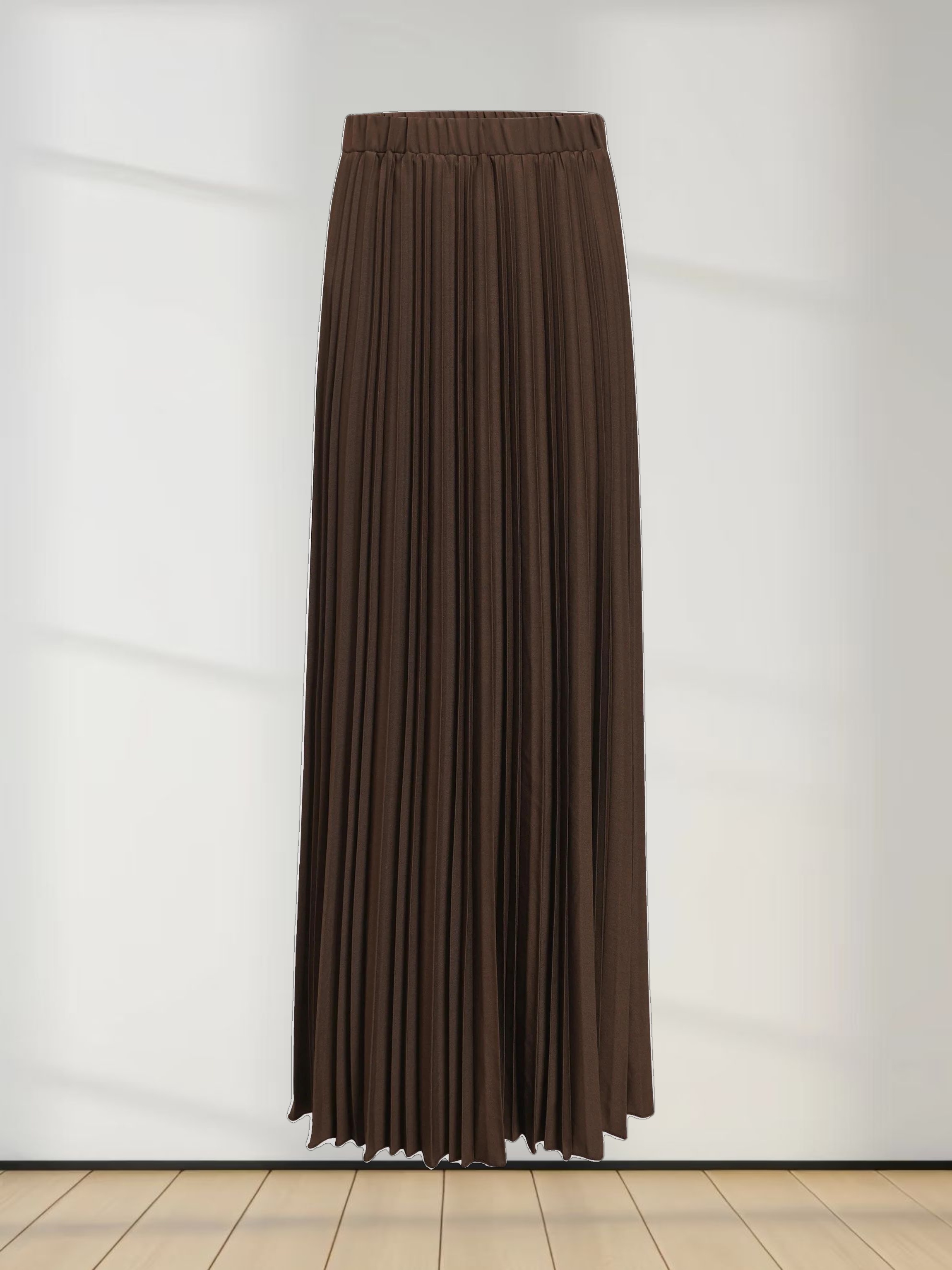 Mix Pleat Skirt-Brown