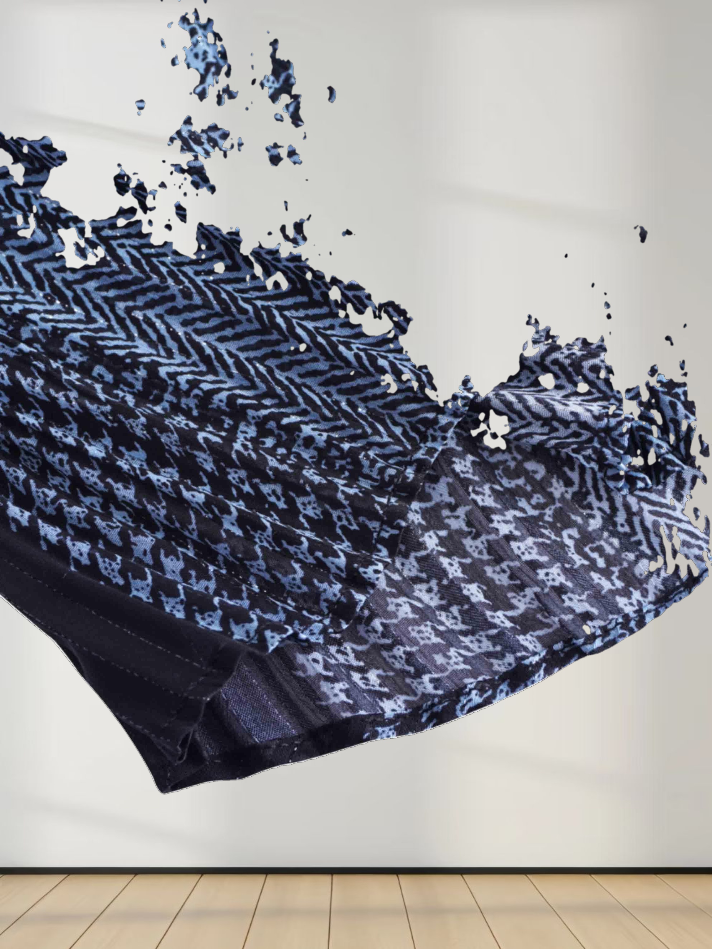 Belted Pleat Dress-Blue Plaid