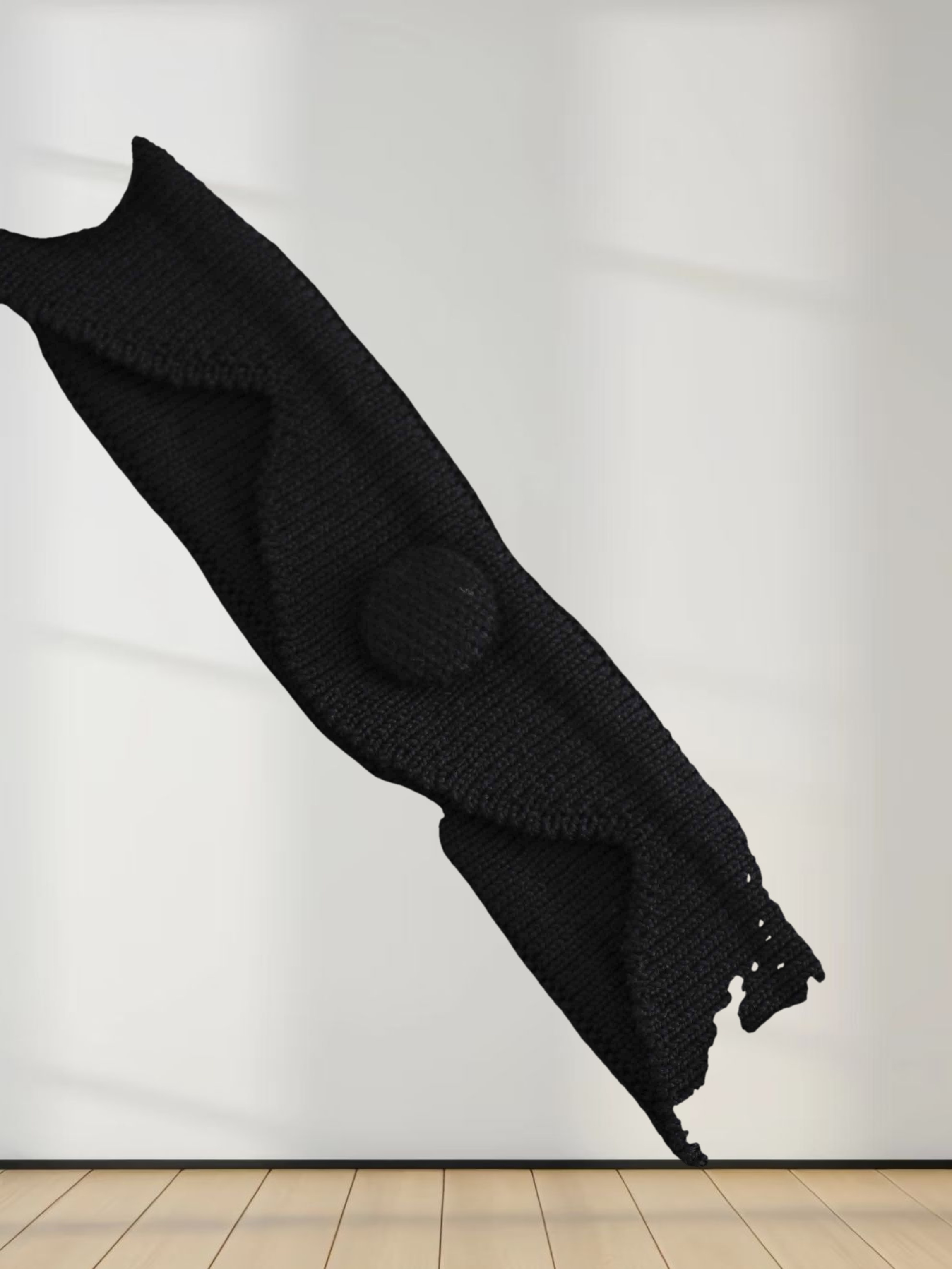 Scallop Edge Crew Cardigan-Black