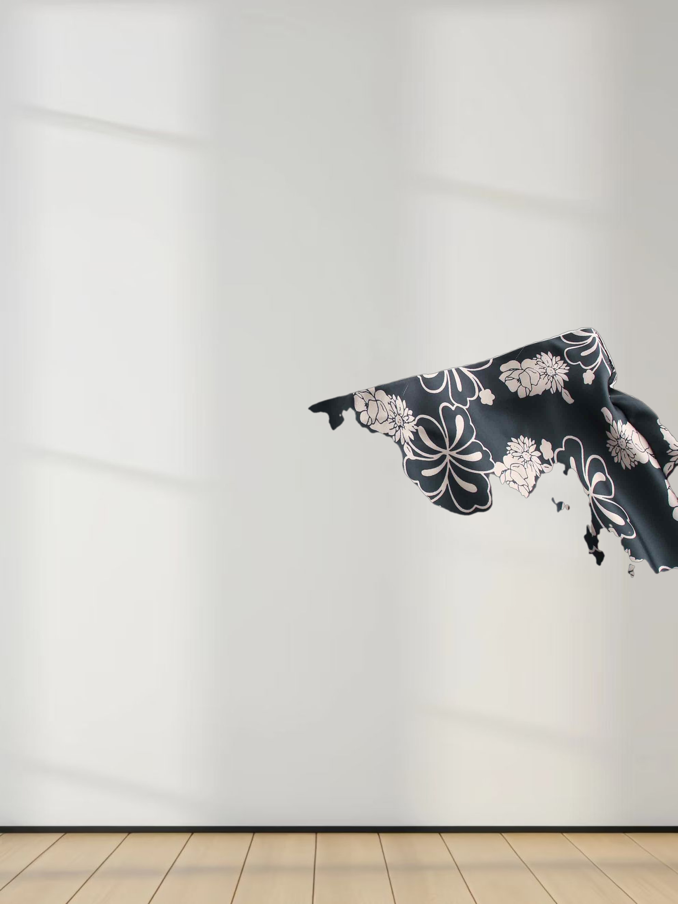 Printed Faux Satin Slip Skirt-Navy/Taupe Floral