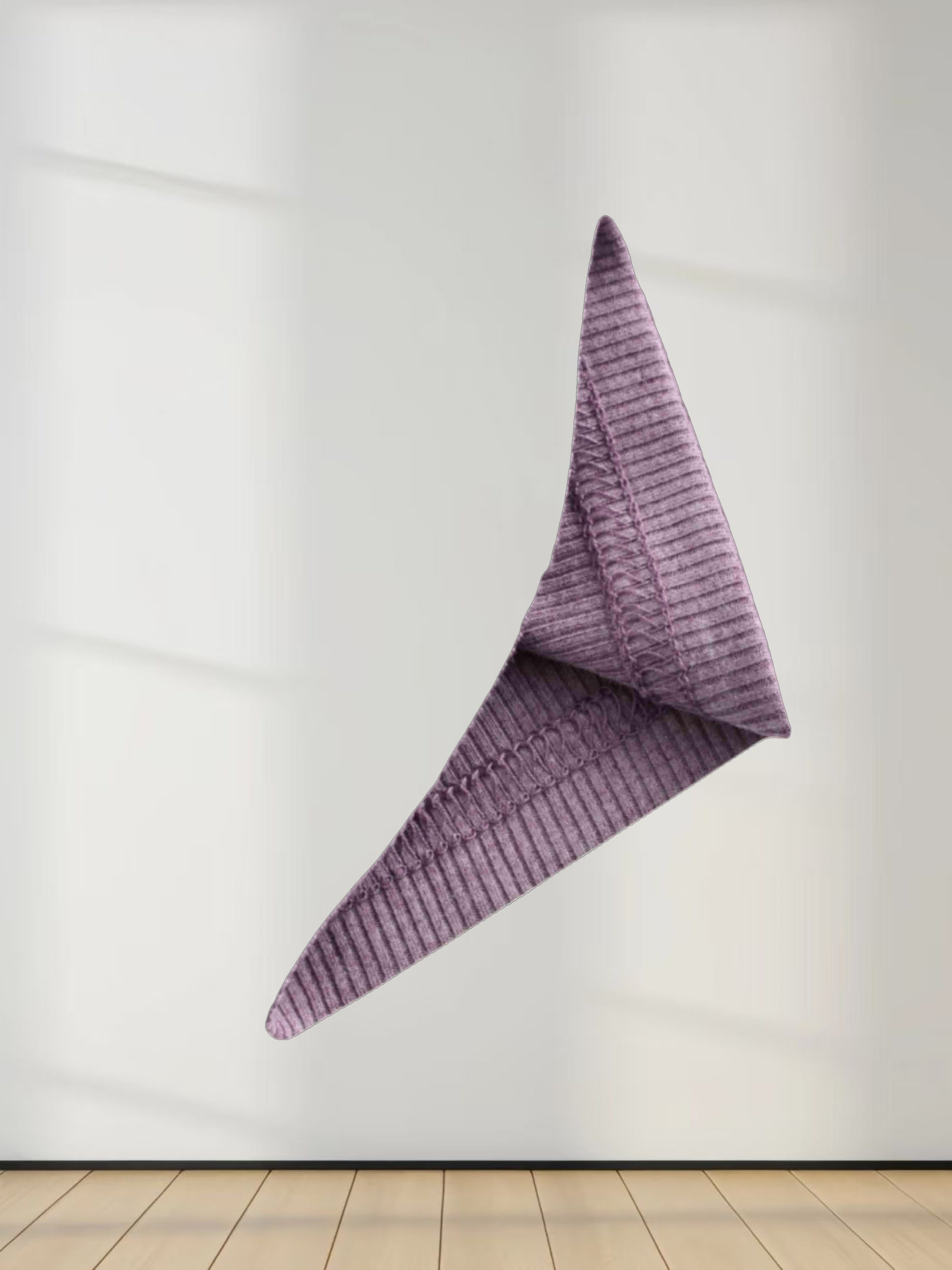 RIBBED HIGH V 3Q-LAVENDER HEATHER