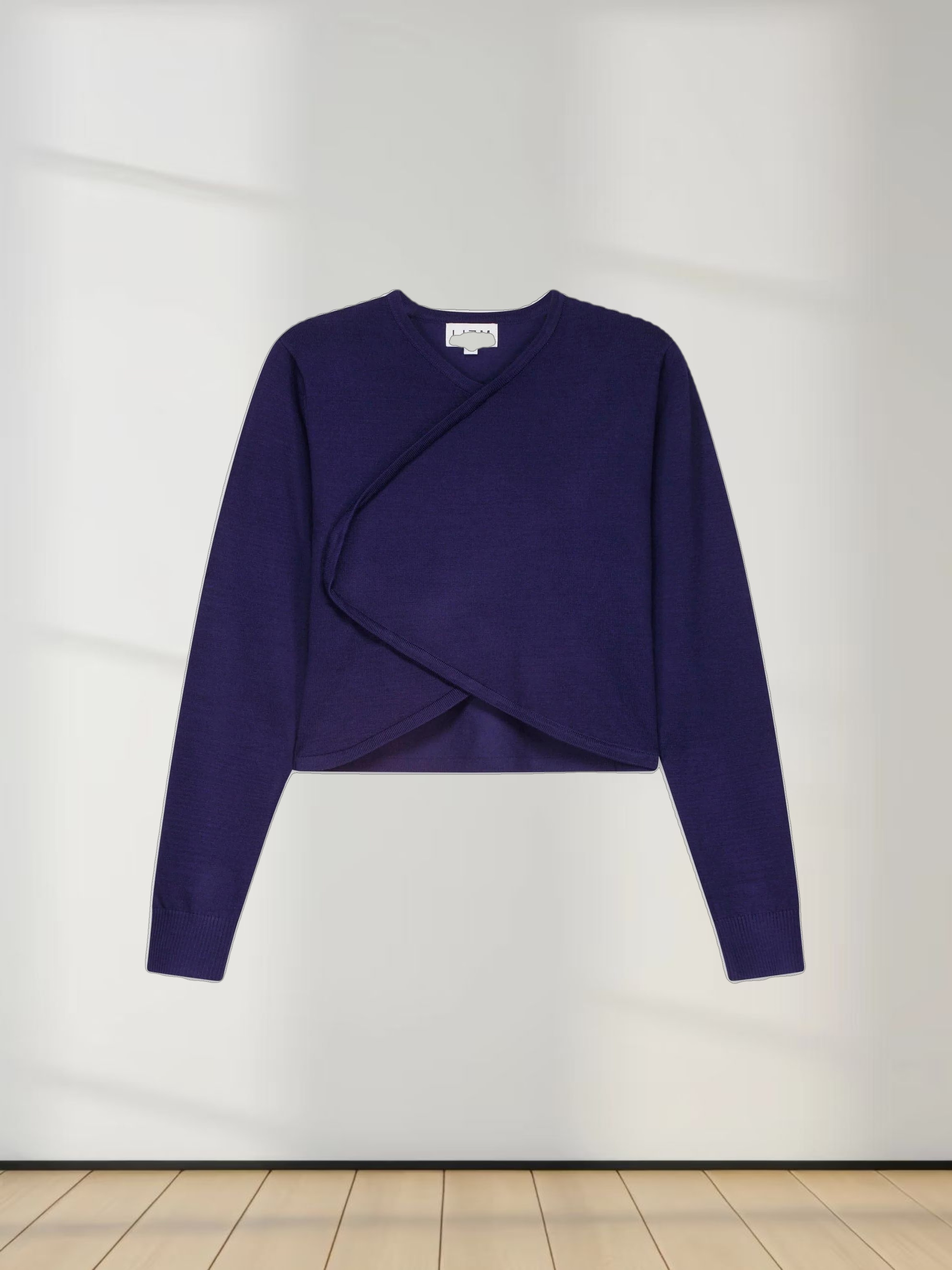 CROP CROSSOVER SWEATER-NAVY