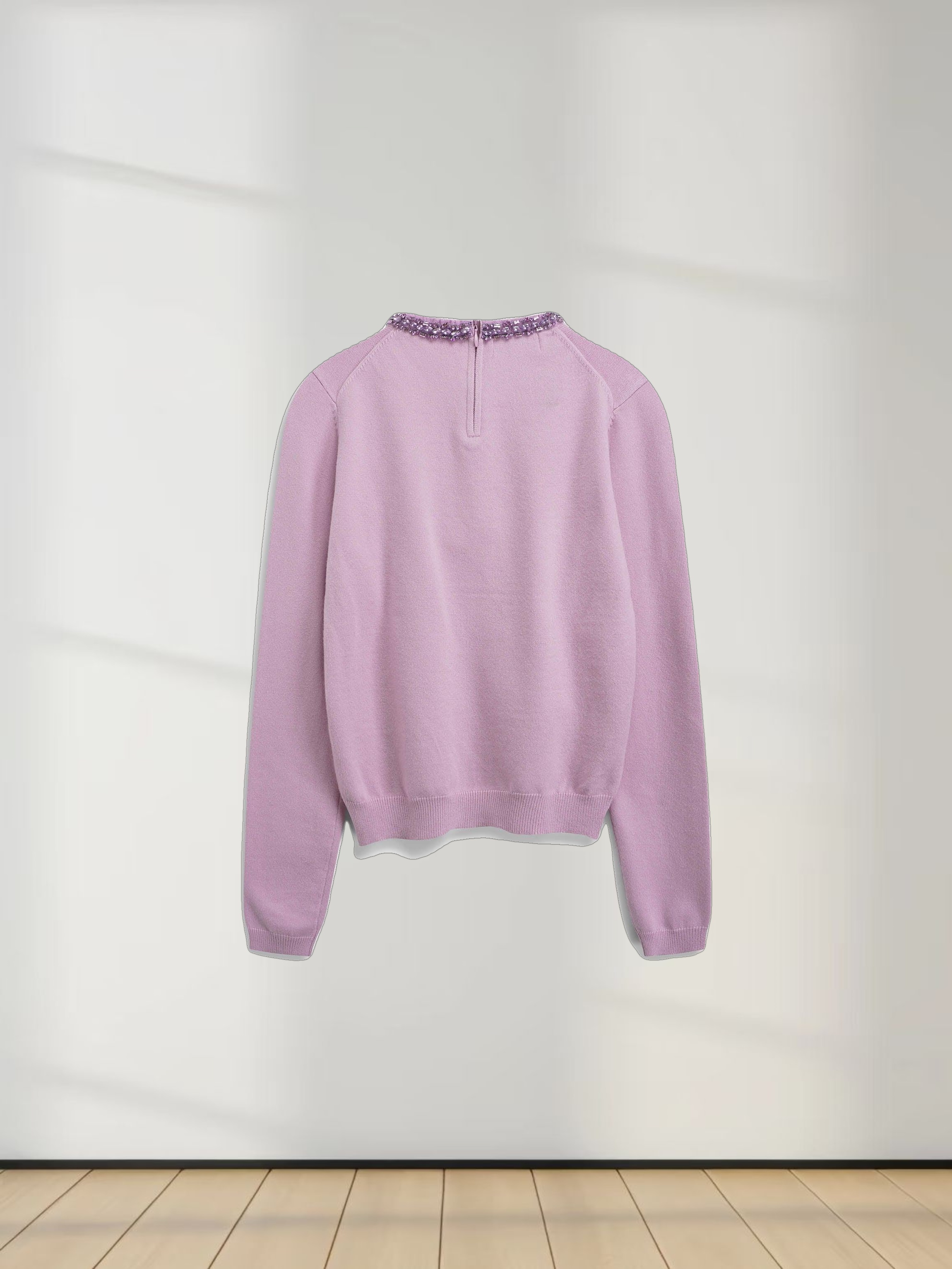 Embellished Crew Sweater-Lilac