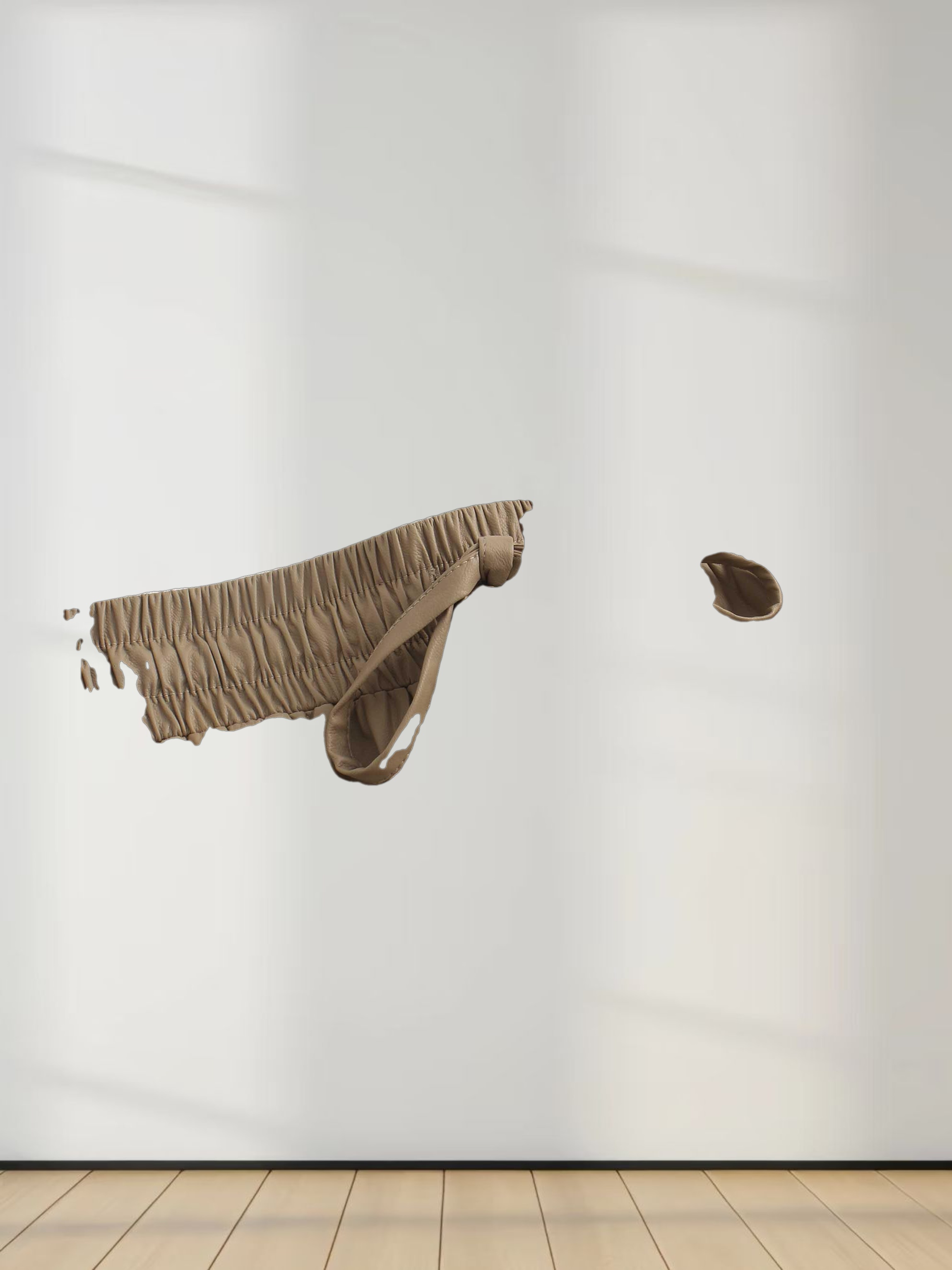 Drawstring Faux Leather Skirt-Camel