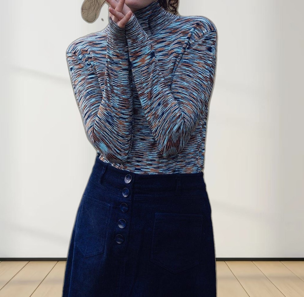 Straight Pocket Skirt-Navy