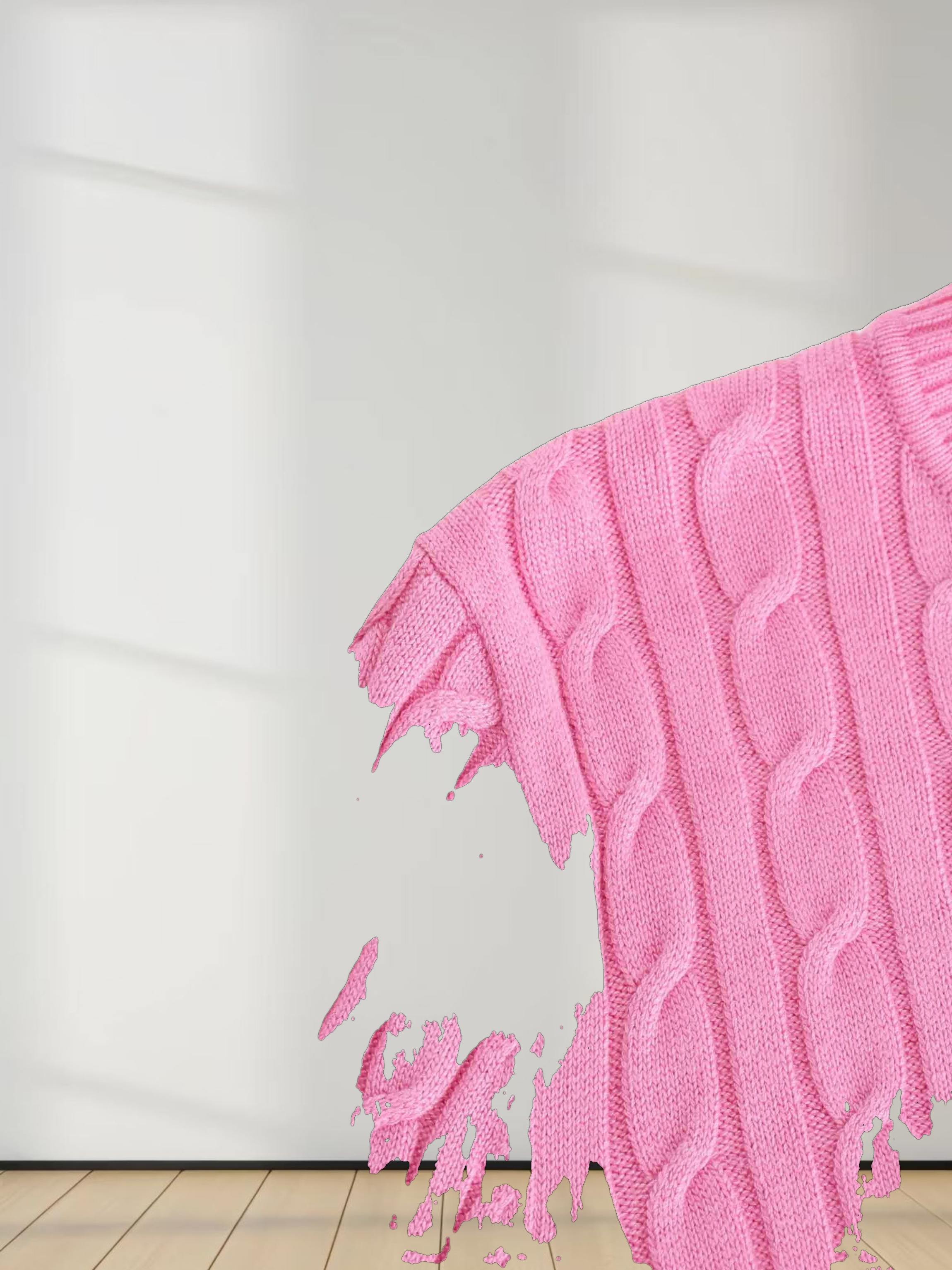 Knit Cable Sweater-Bubble Gum Pink