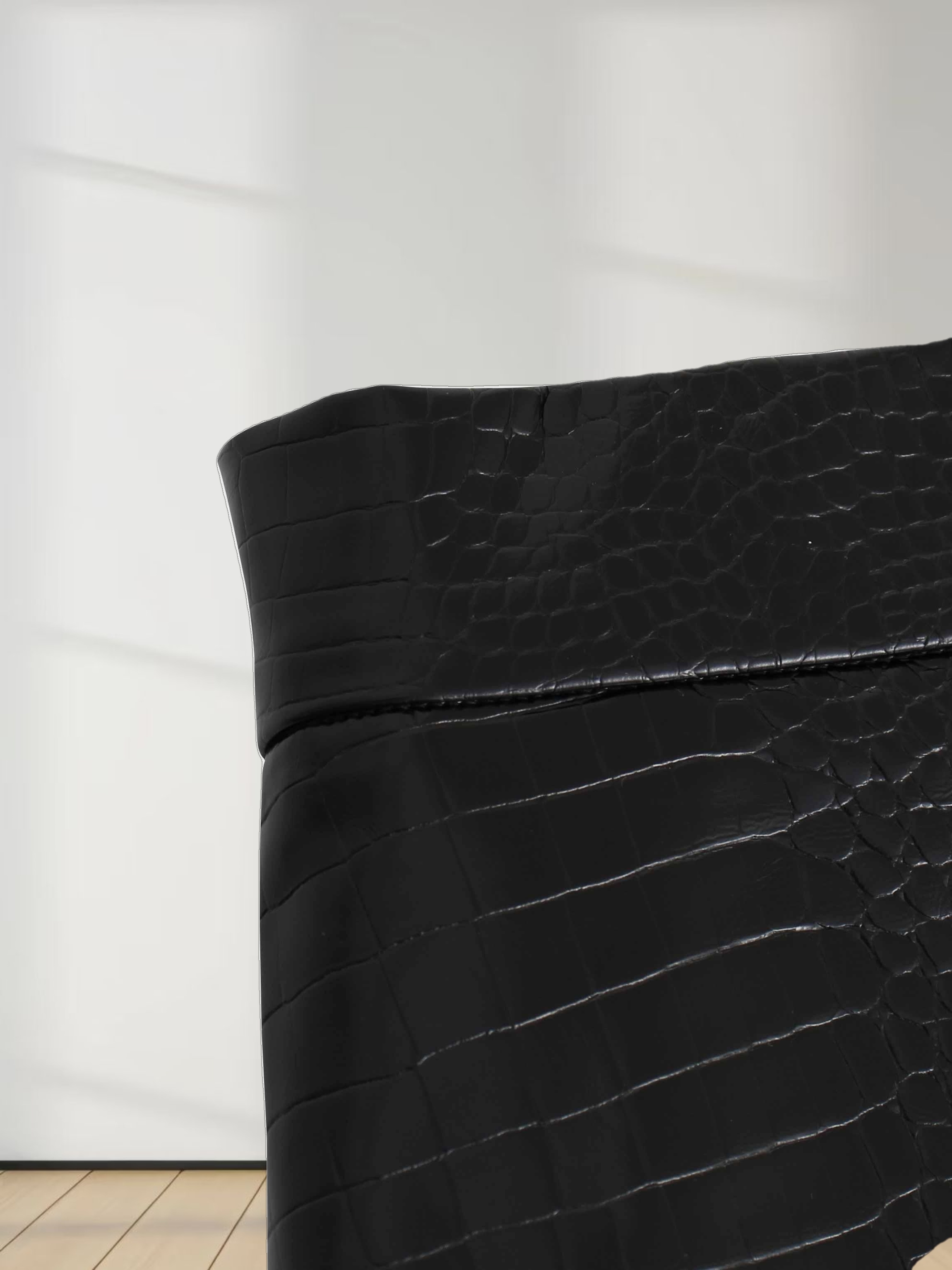 Croc Leather Skirt-Black