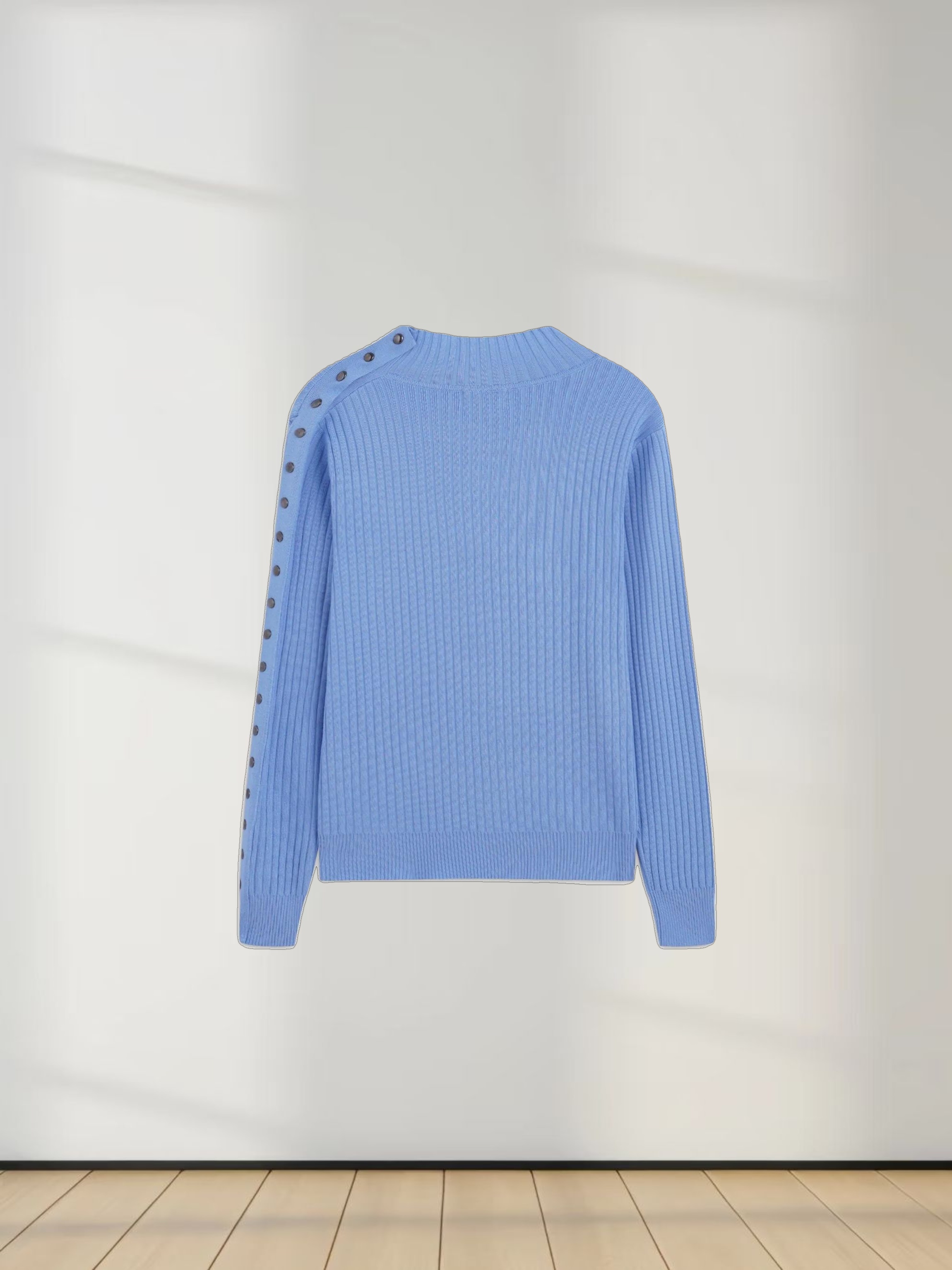 Side Snap Sweater-Periwinkle