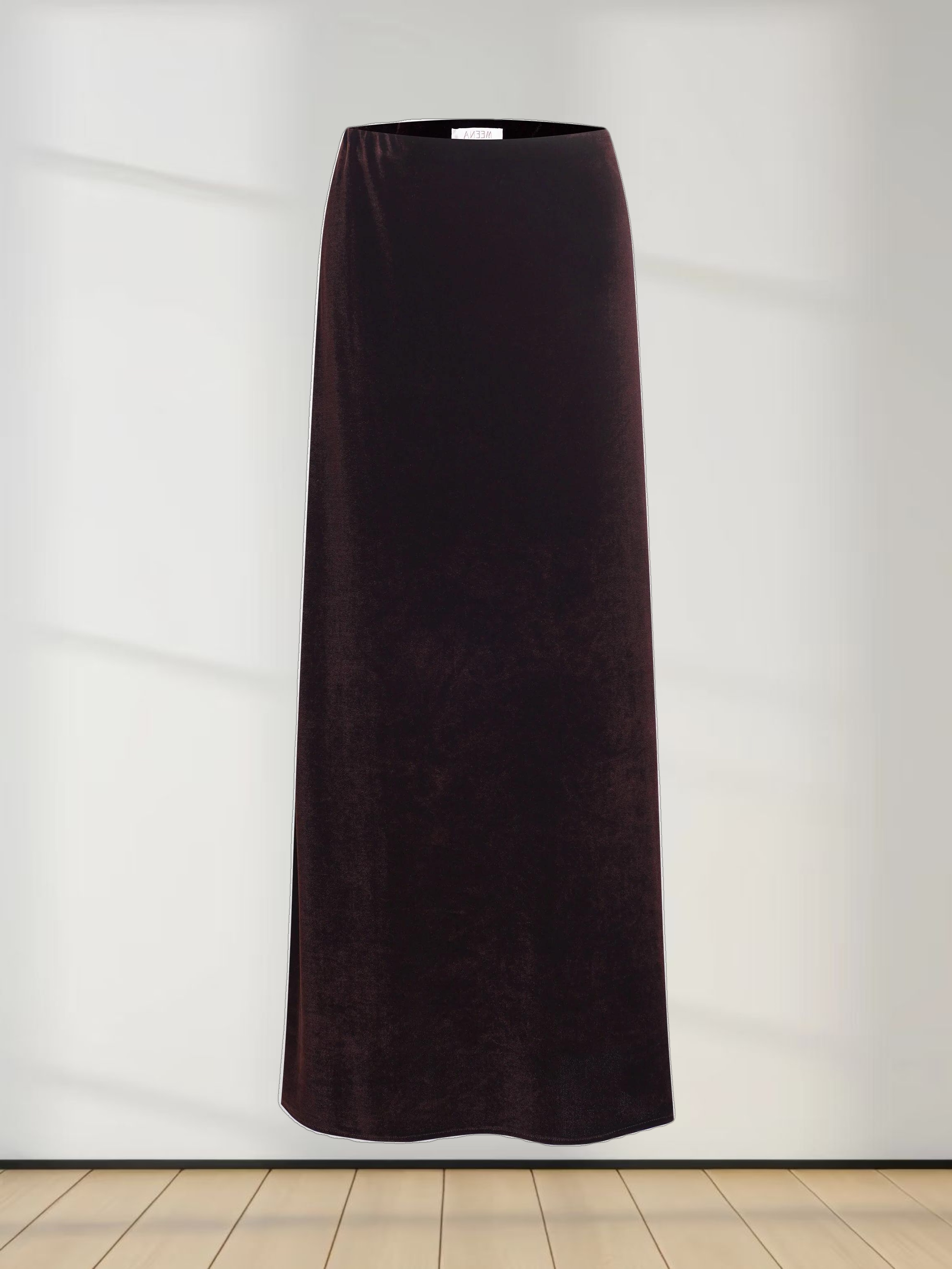 Velour Slip Skirt-Brown