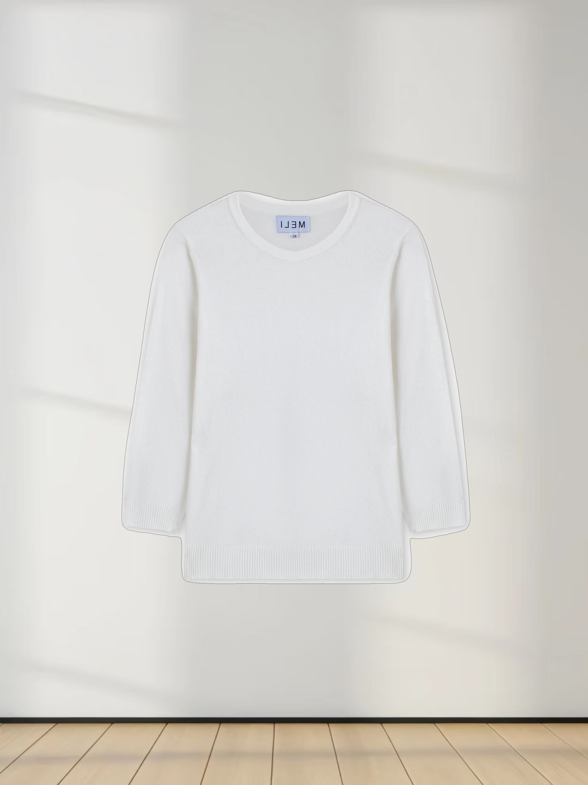 BASIC CREW SWEATER (3Q) - WHITE