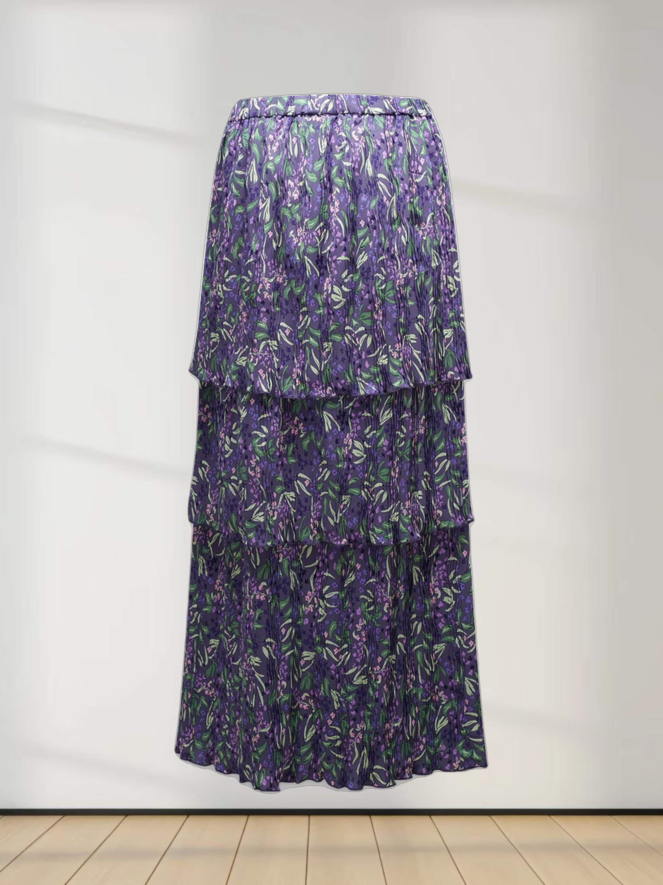 Layered Pintuck Pleated Skirt-Lavender Blossom