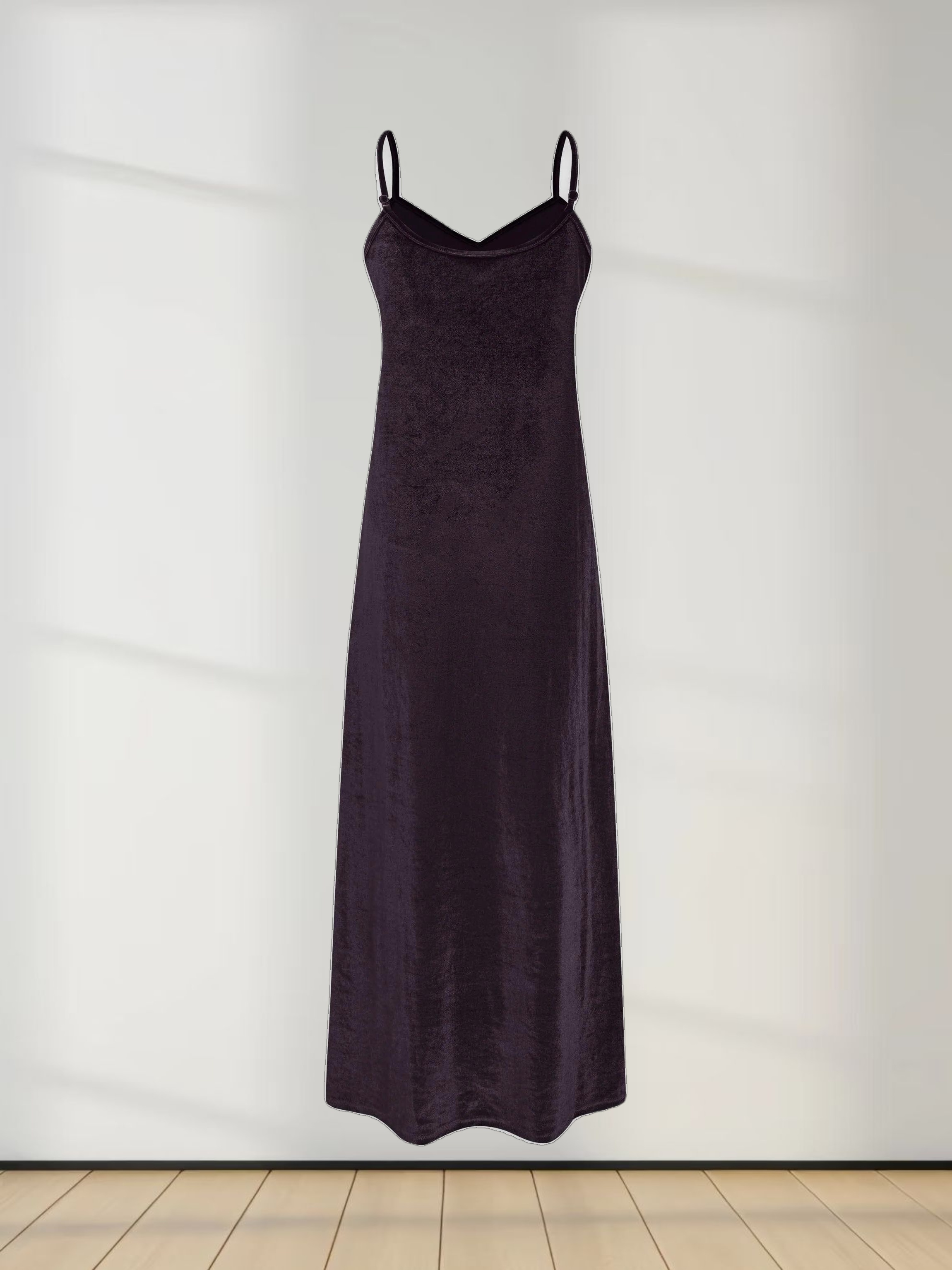 Velour Slip Dress - Brown