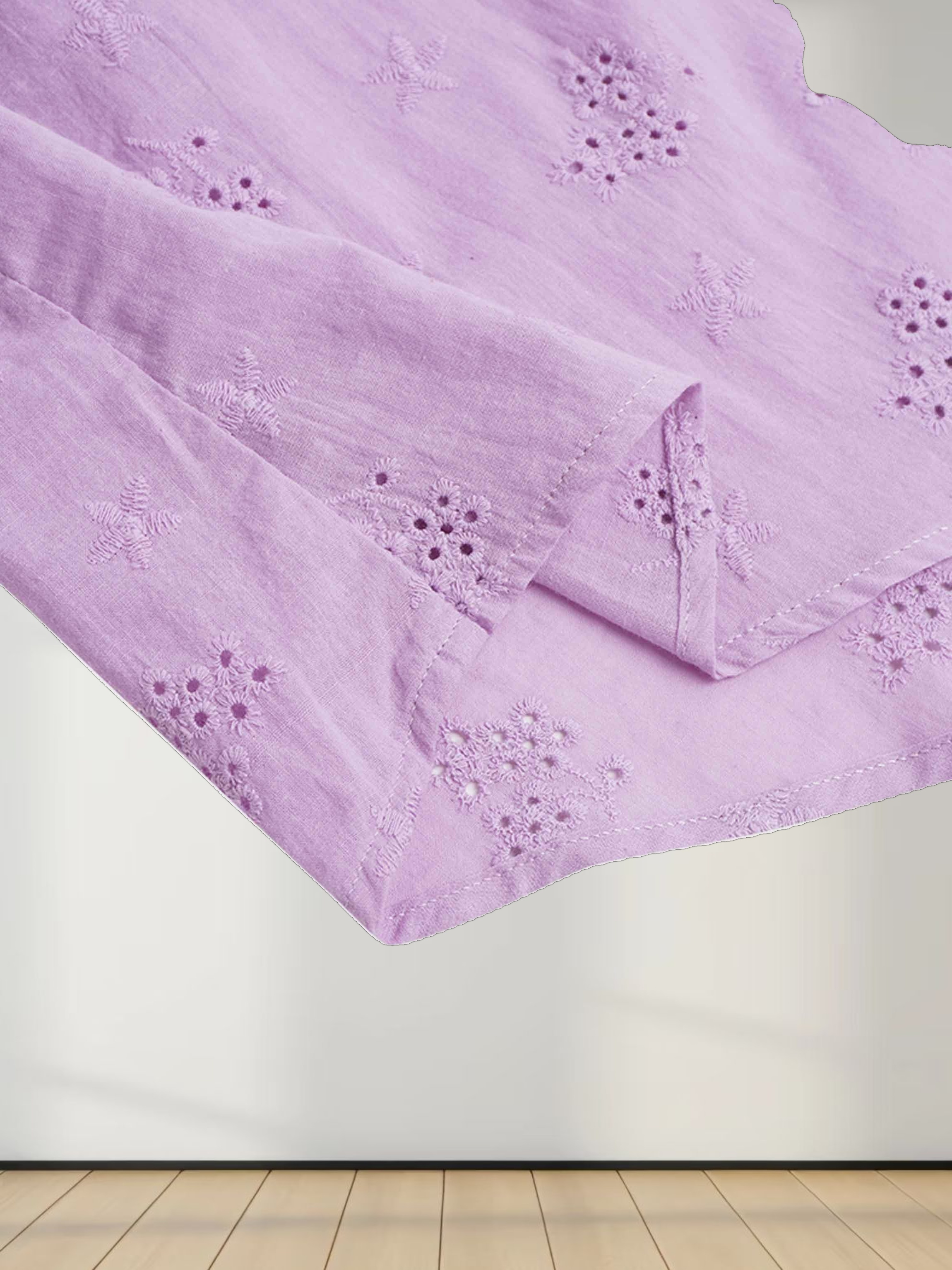 Asymmetrical Hem Eyelet Dress-Lavender