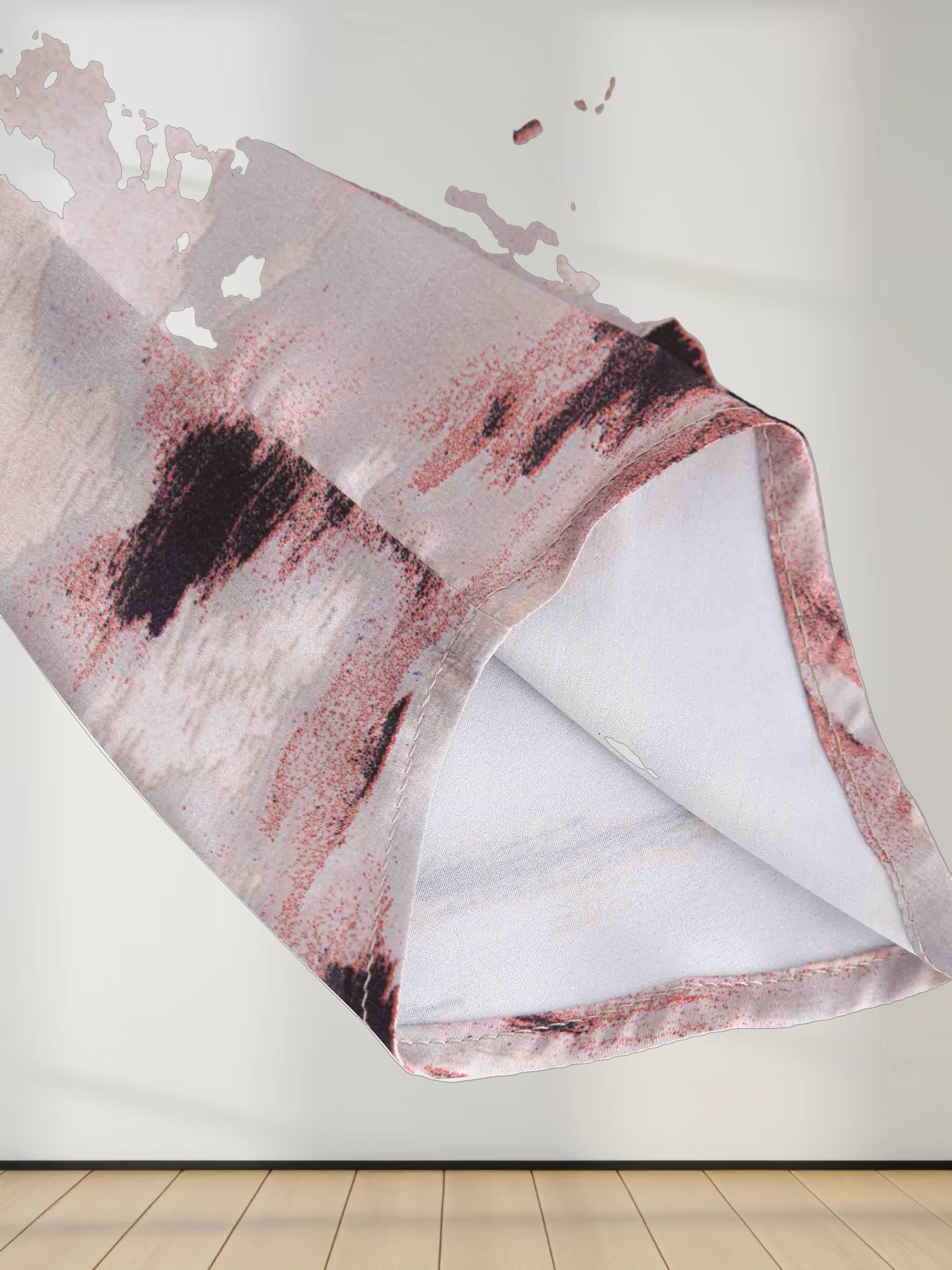 Oversized Satin Slip Blouse-Brown Brushstrokes