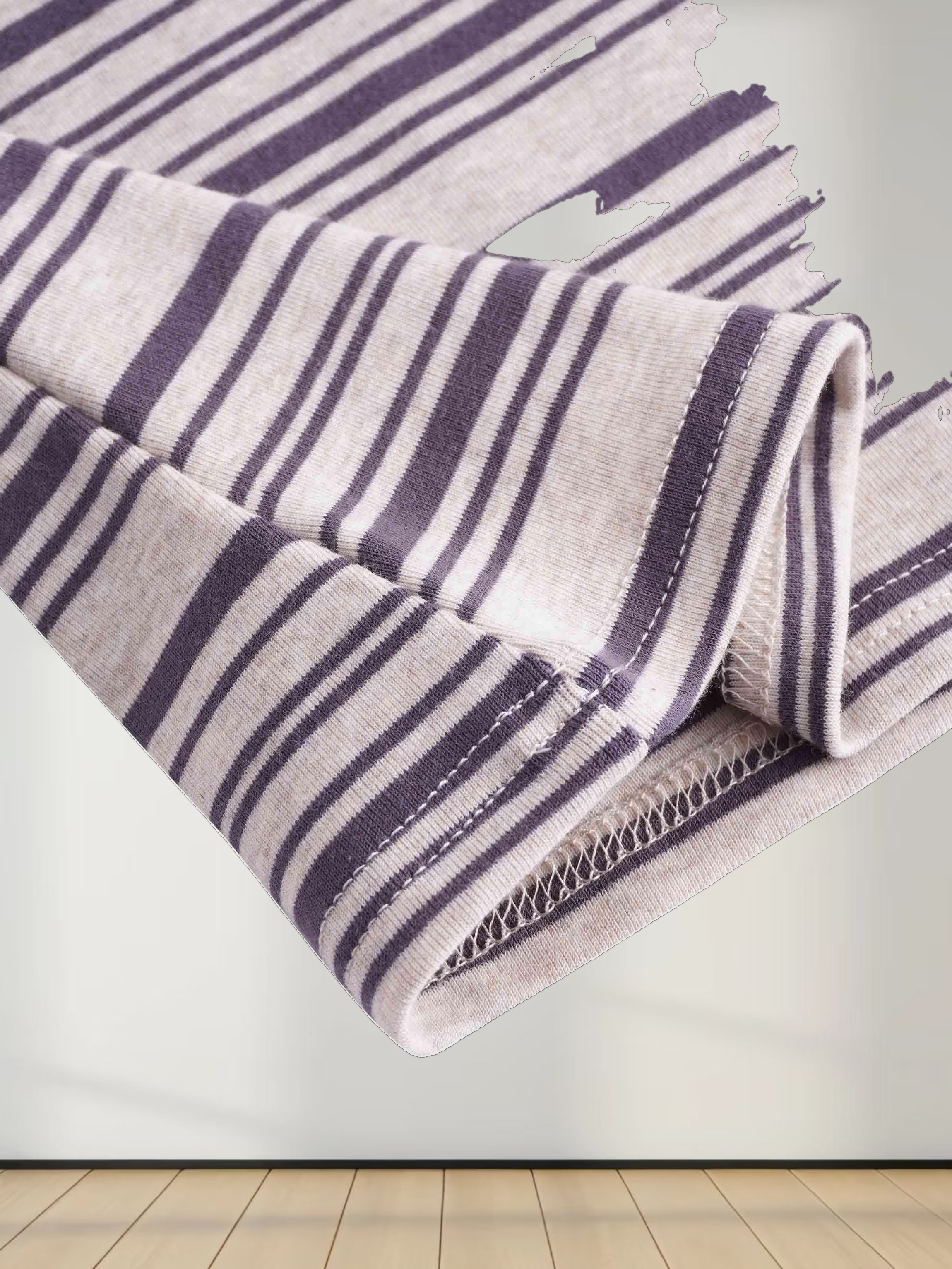 Flat Striped Crew Long Sleeve-Heathered Grey Stripe