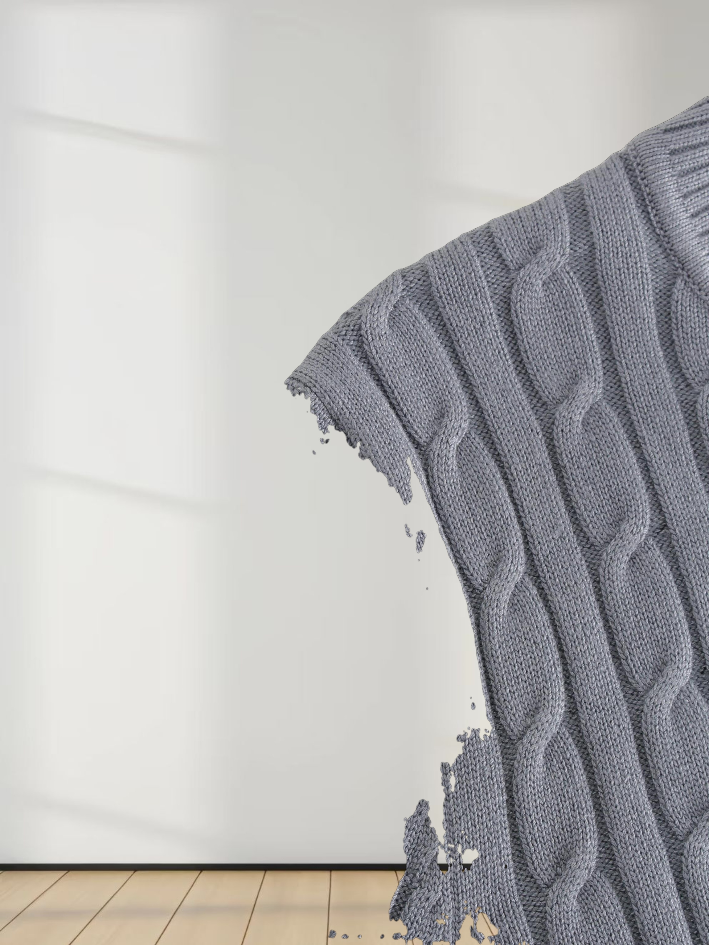 Knit Cable Sweater-Slate Blue