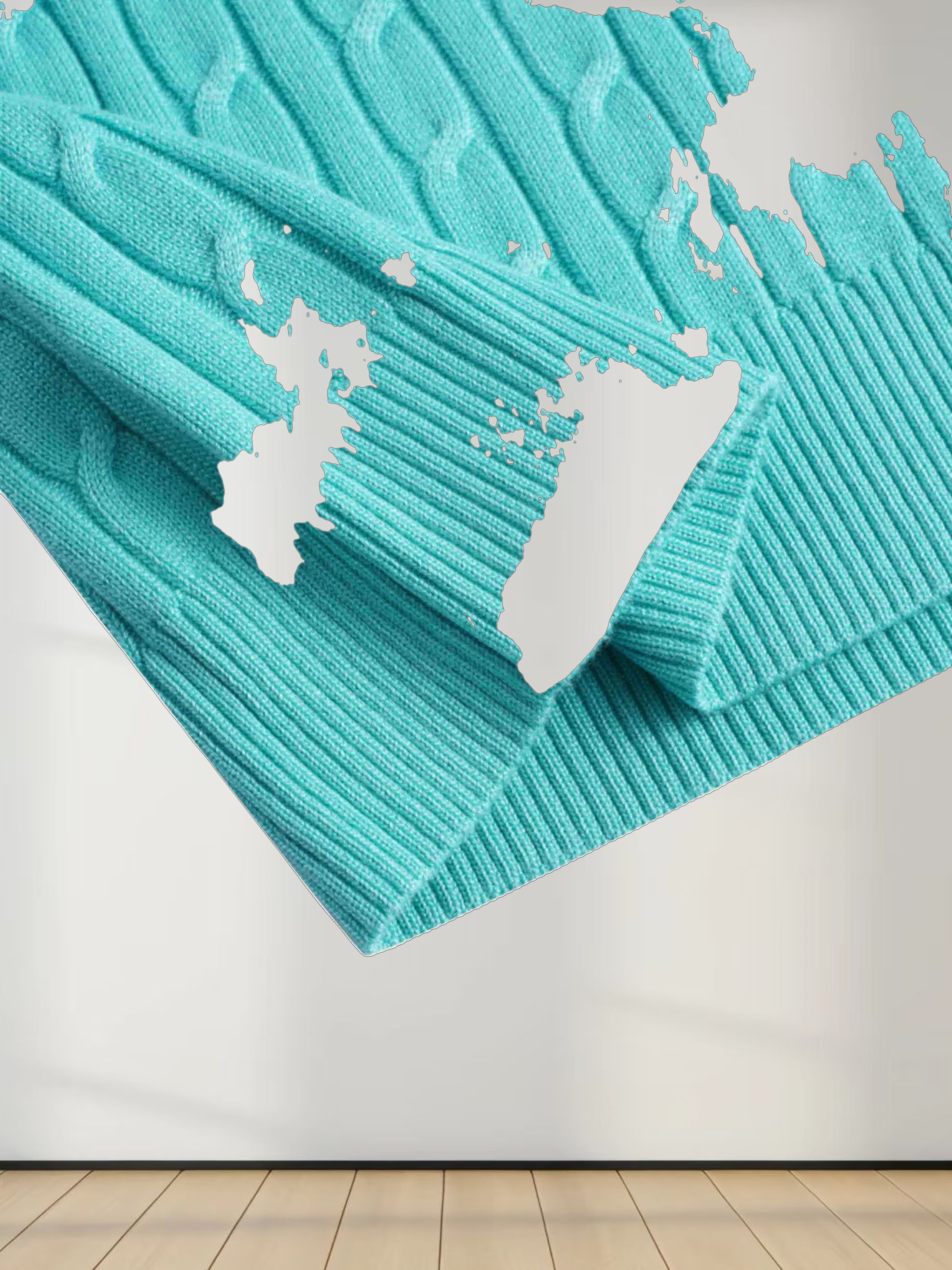 Knit Cable Sweater-Aqua