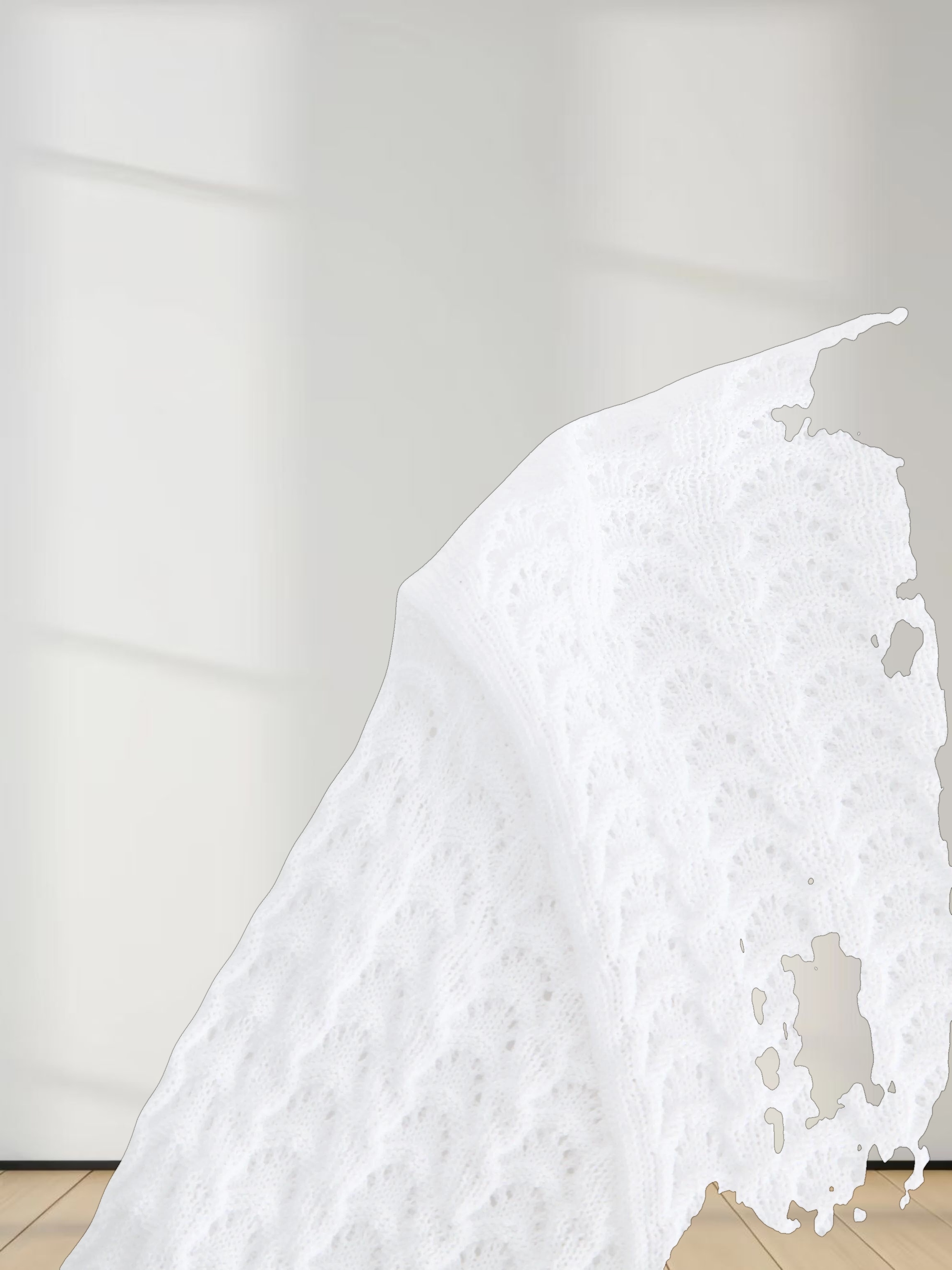 Pointelle Knit Sweater-White