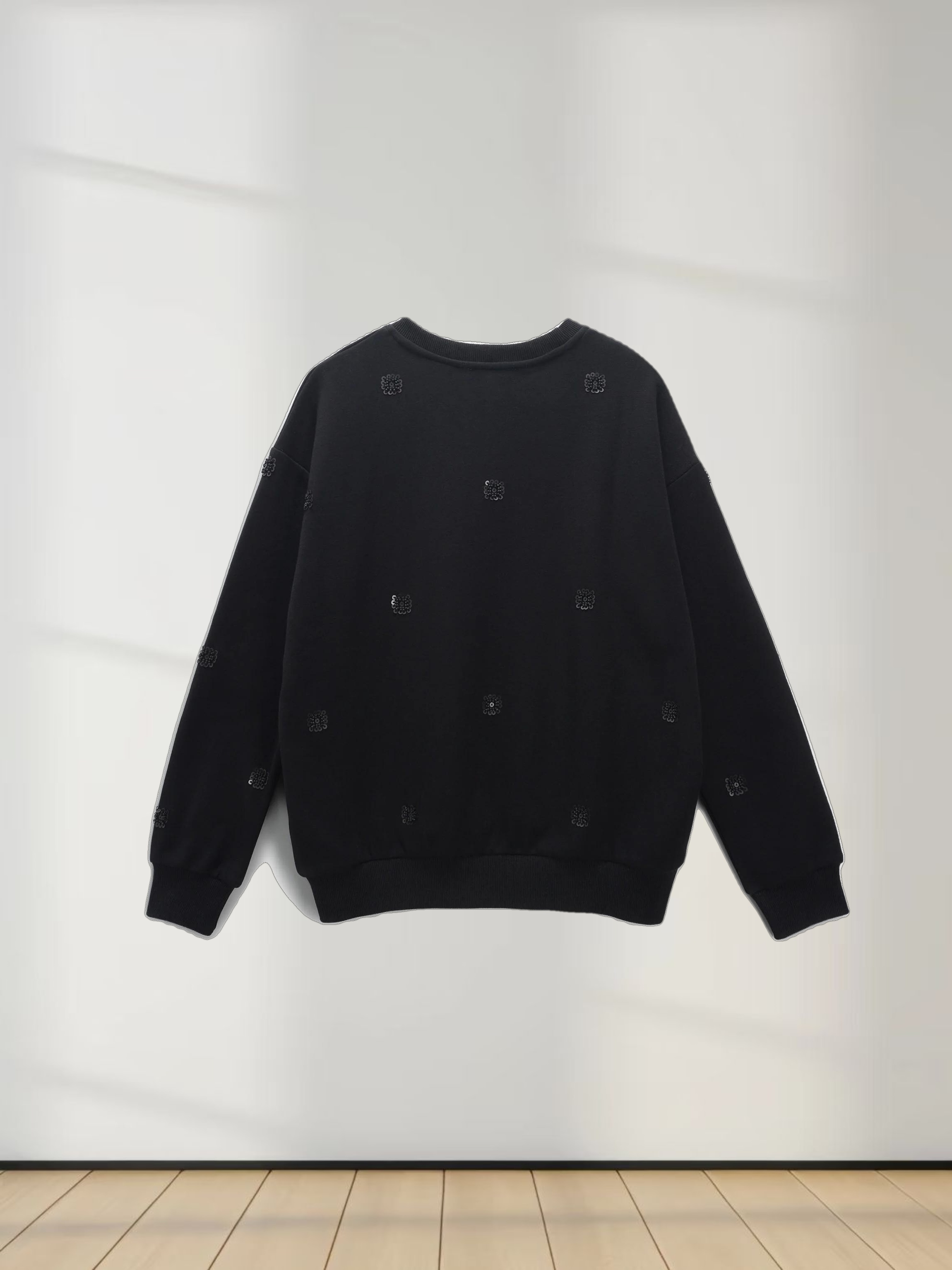 Embellished Sweatshirt-Black/Black
