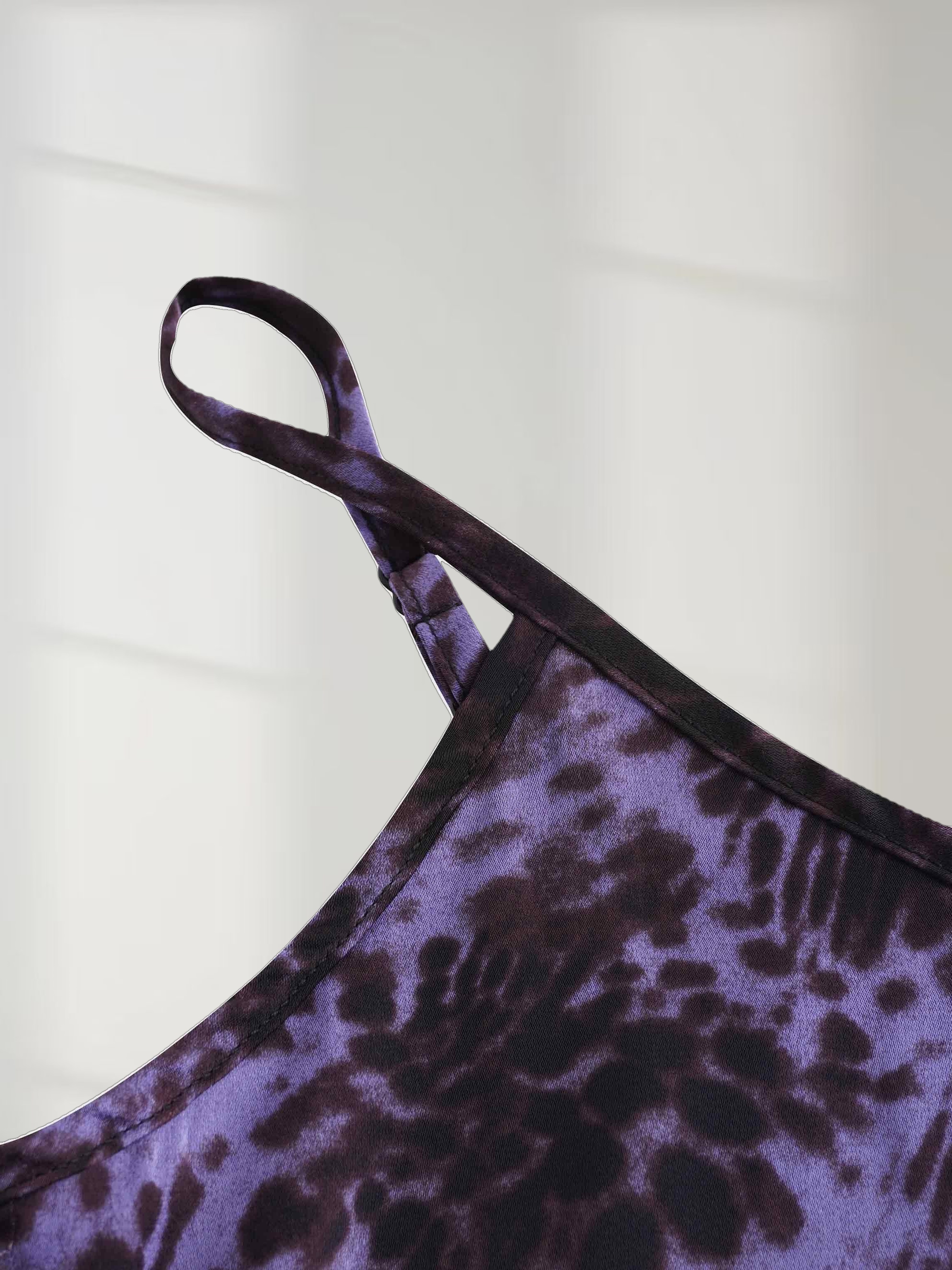 A-Line V Neck Slip Dress-Purple Pebbles