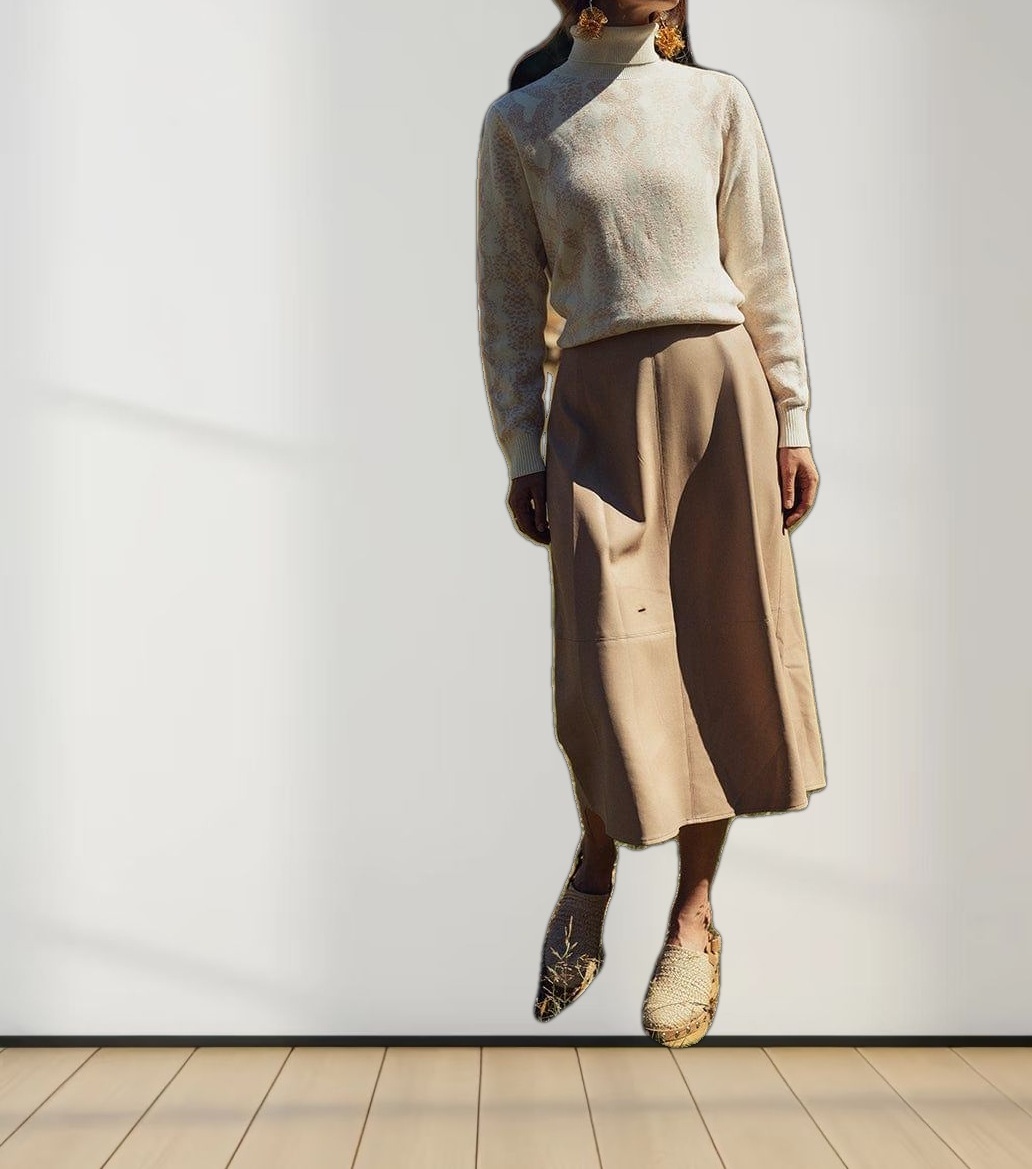 Leather A-Line Skirt-Peach