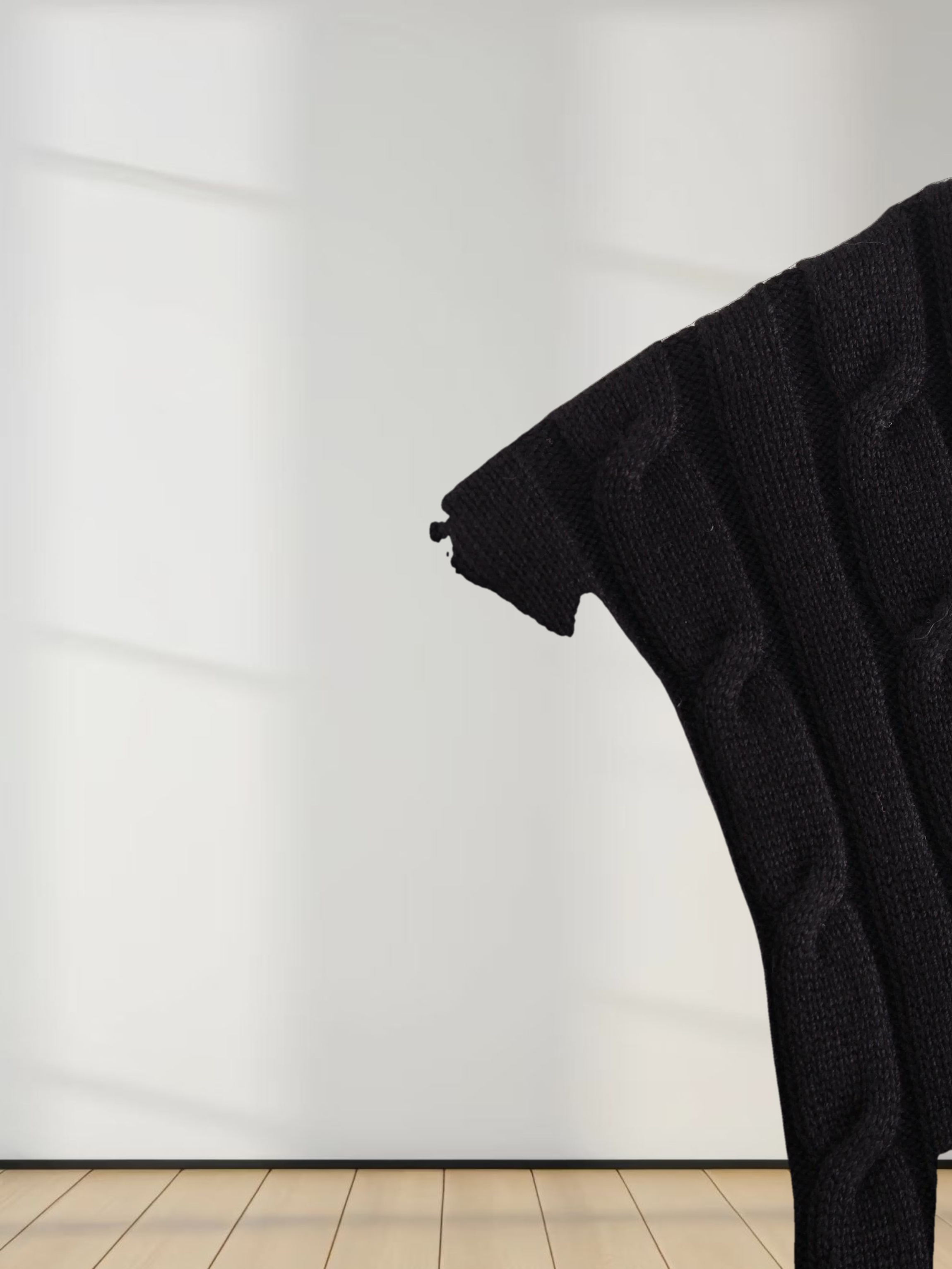 Knit Cable Sweater-Black