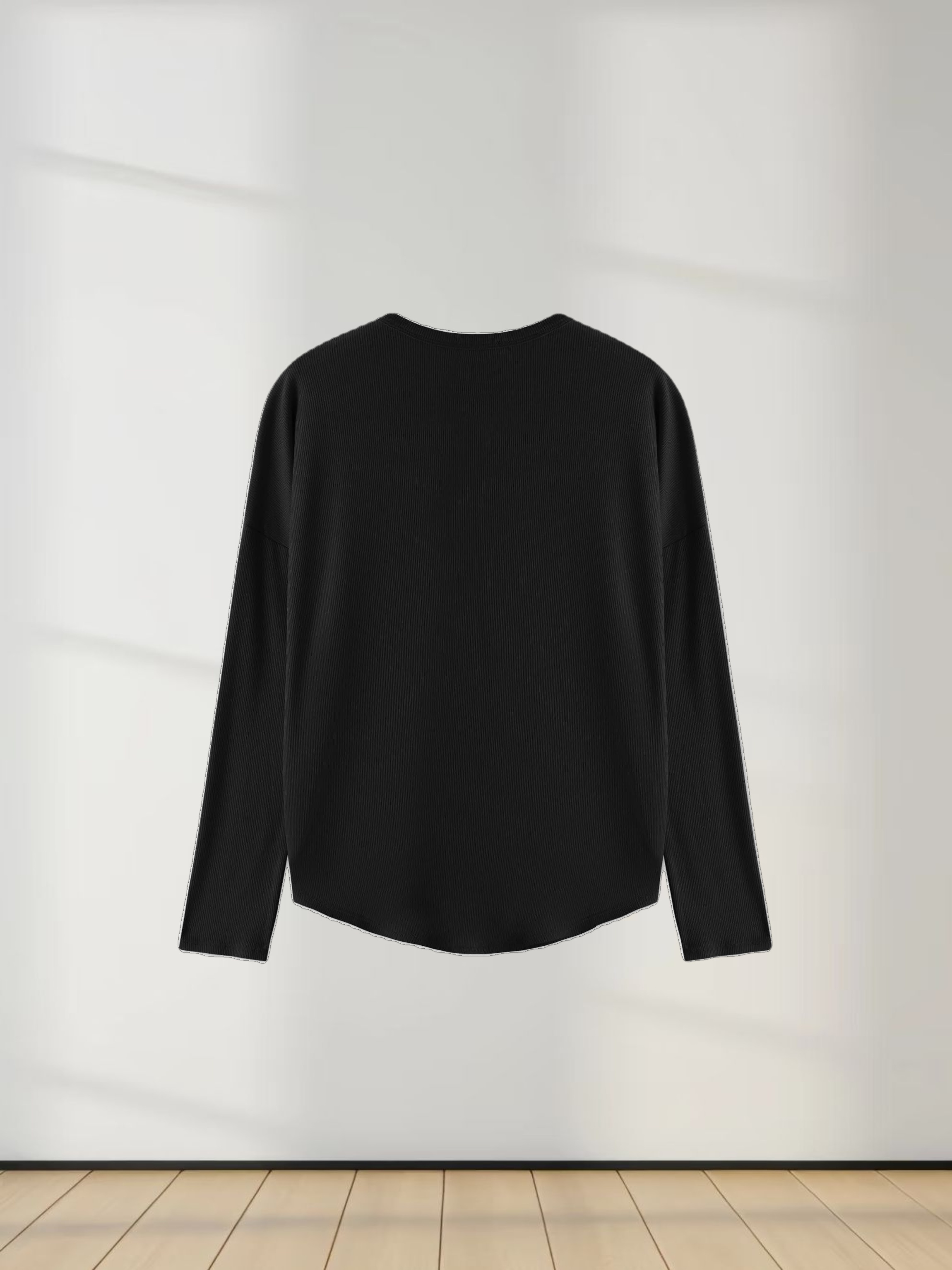 Ribbed Swing Tee-Black