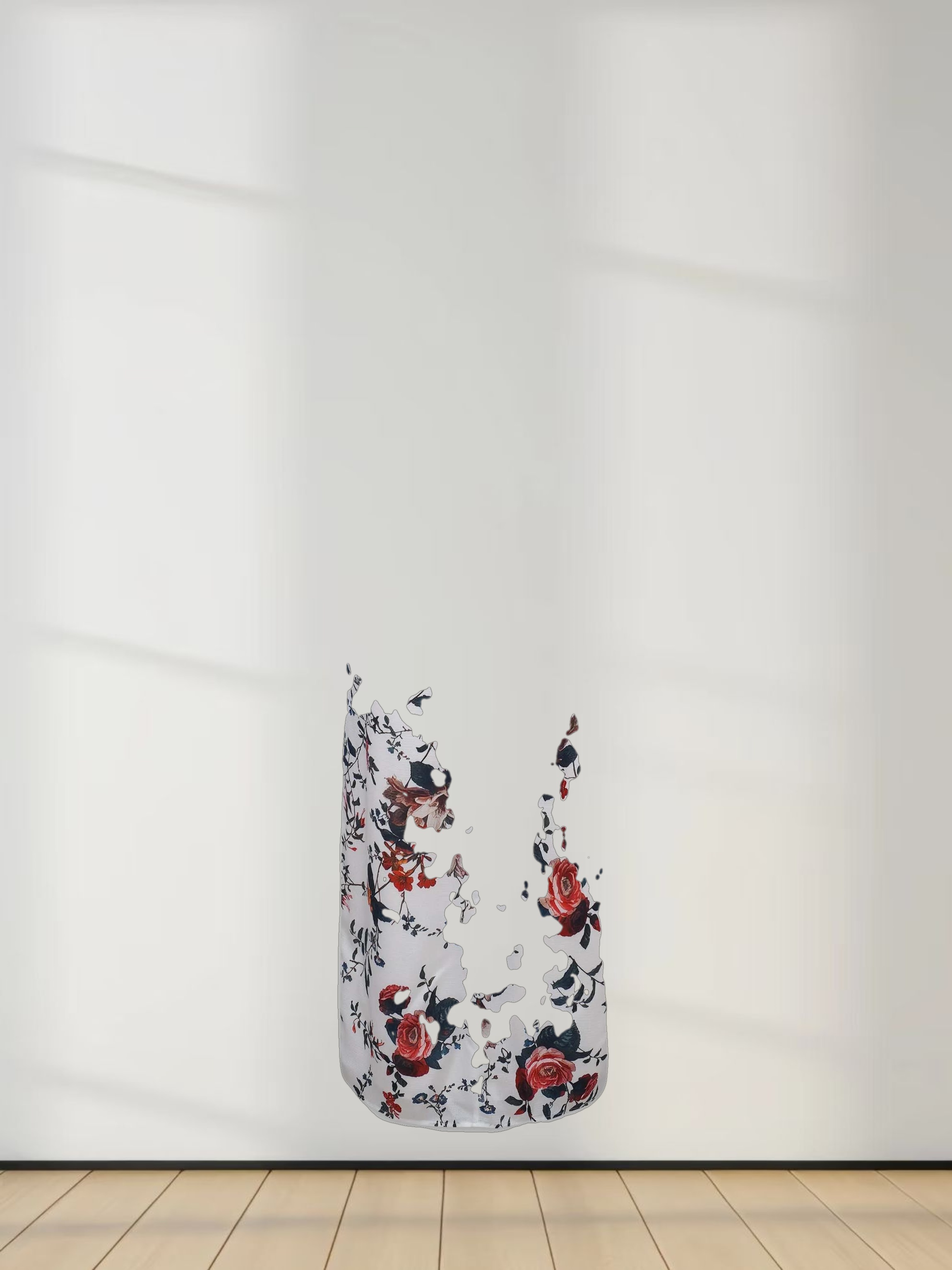 Gathered Neck Straight Maxi Dress- Antique Floral