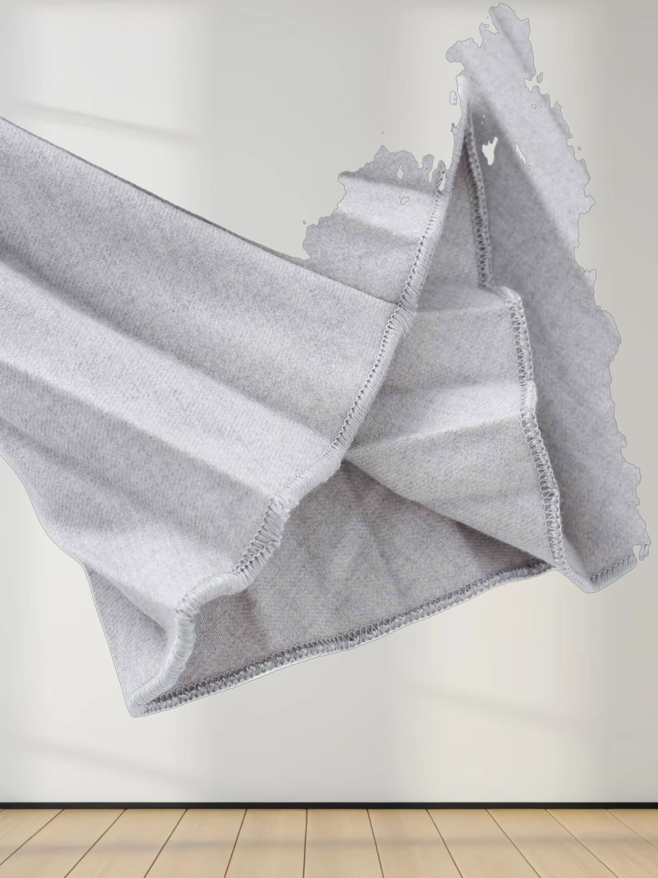 Wool Blend Pleated Skirt-Light Grey