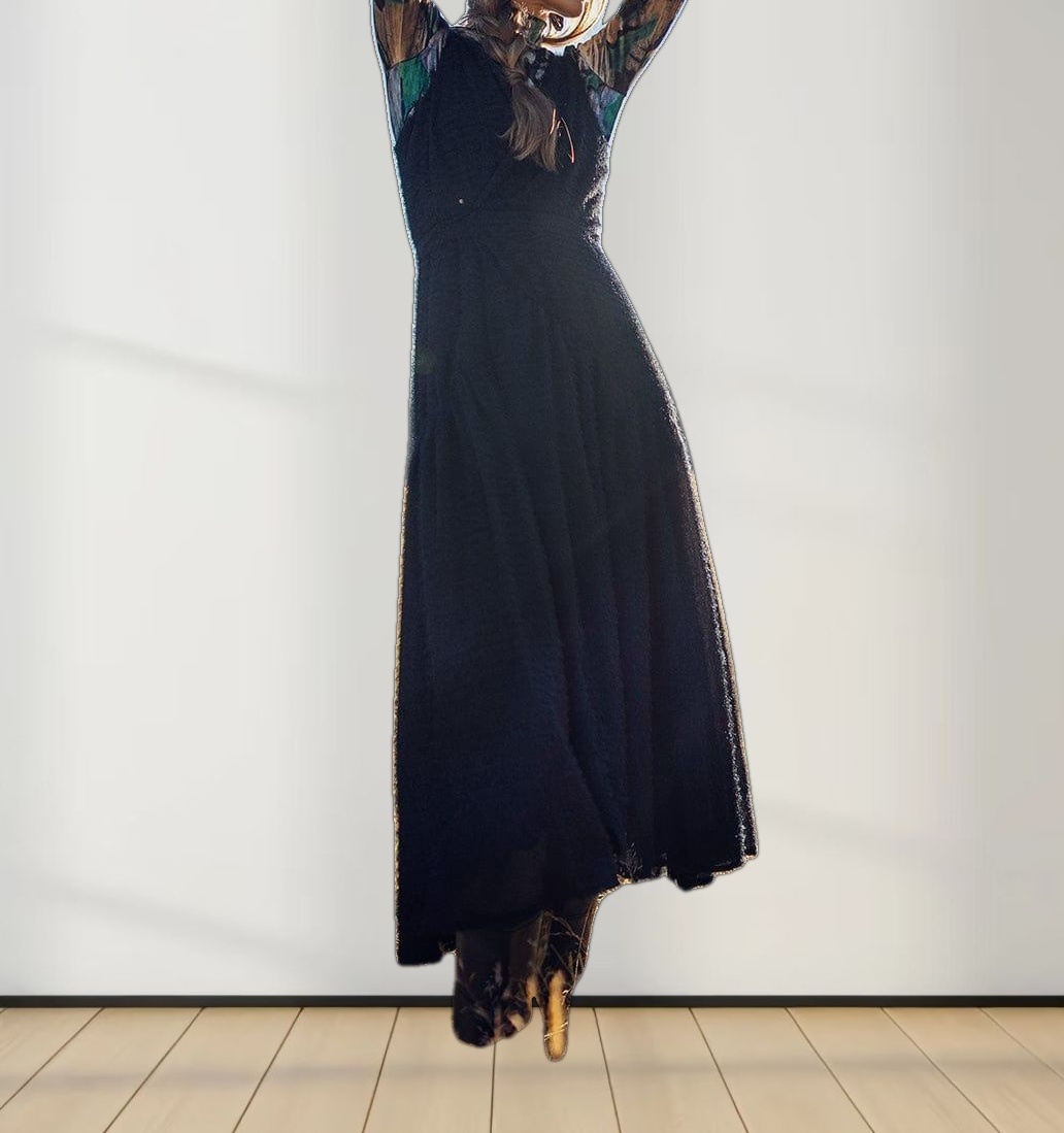 Velour Printed Turtleneck-Green Floral