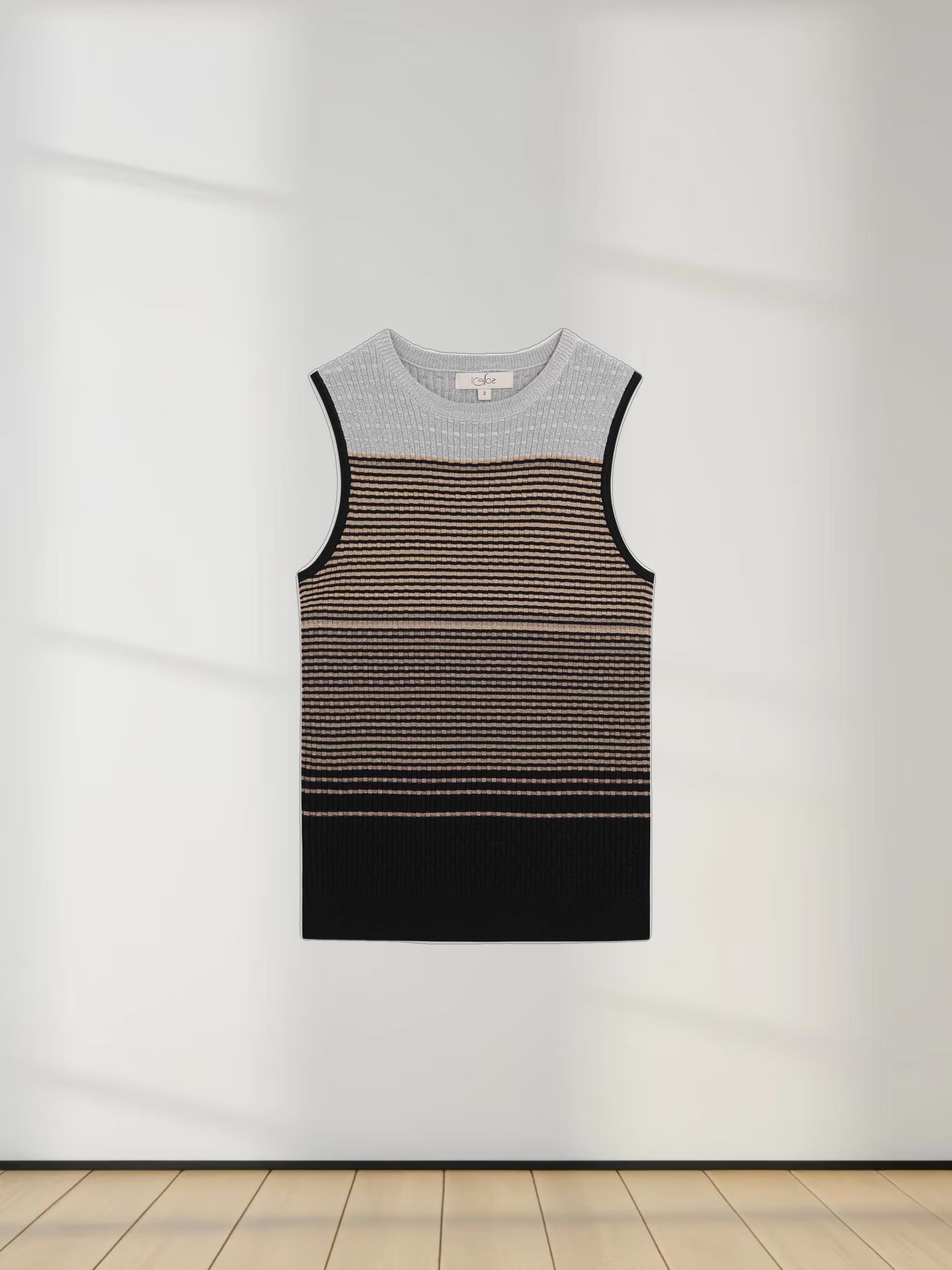 Lurex Stripe Wrap Sweater SET-Gold/Silver/Black