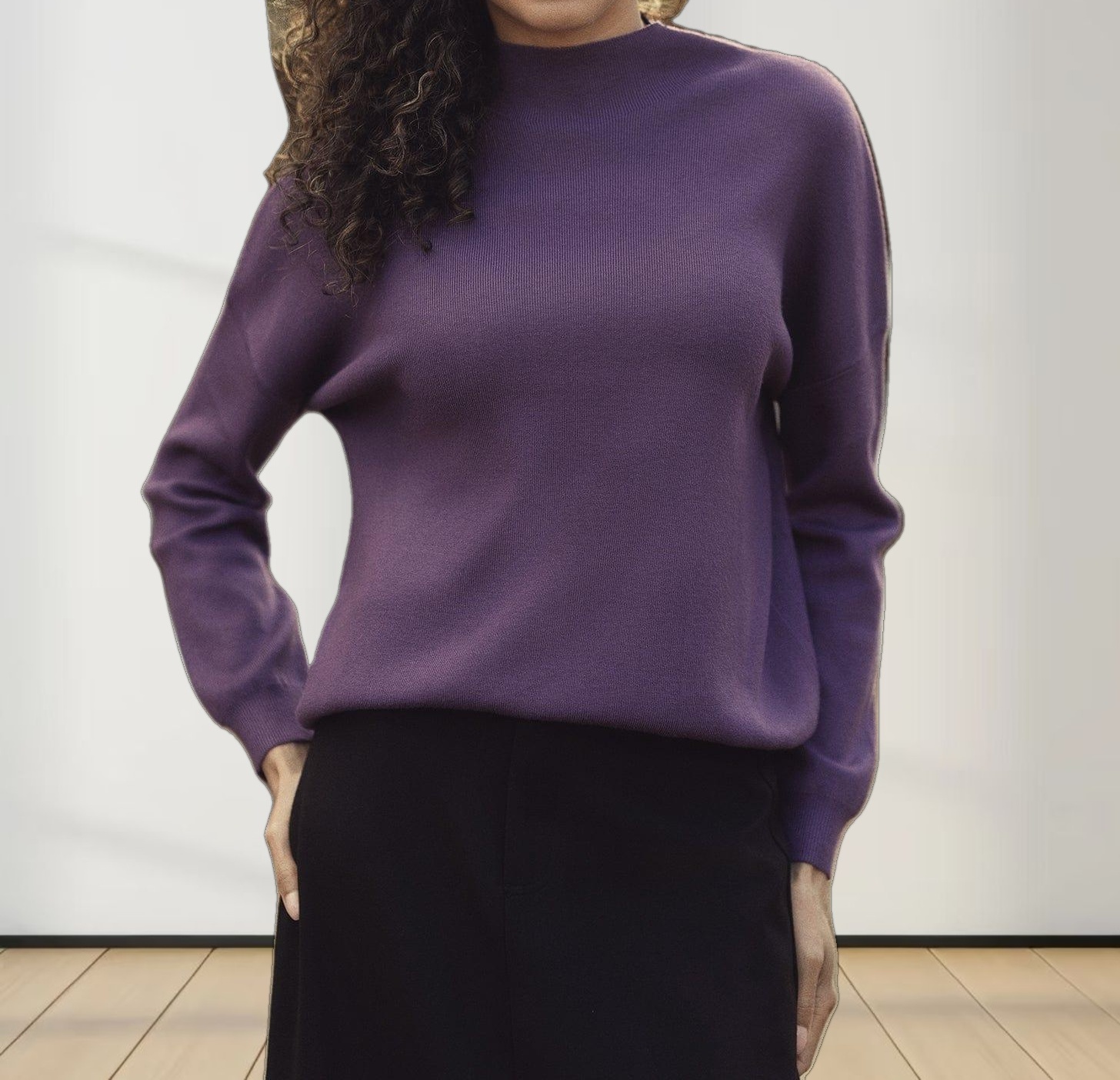 Oversized Soft Knit Sweater-Eggplant