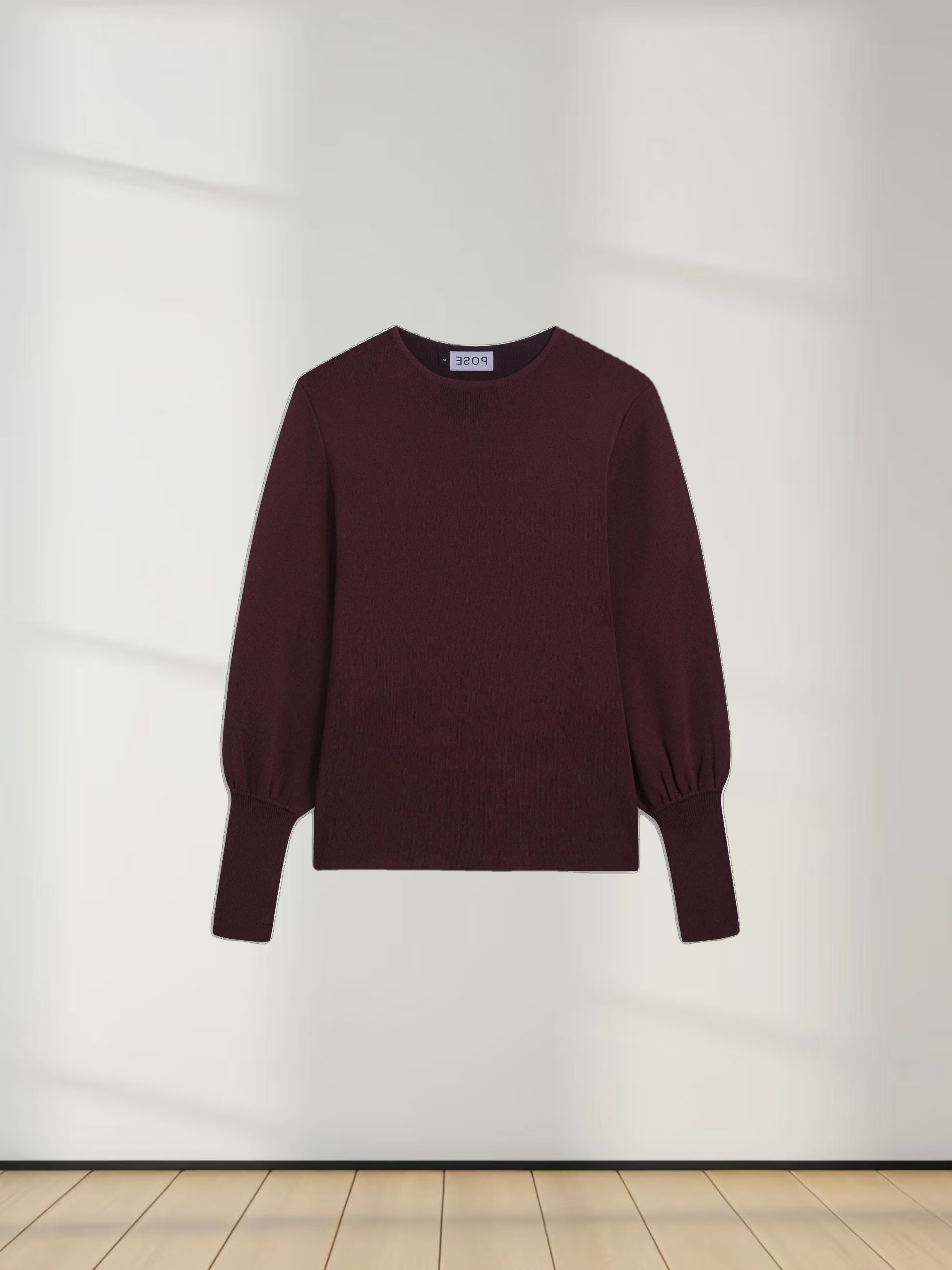 High Cuff Sweater-Burgundy