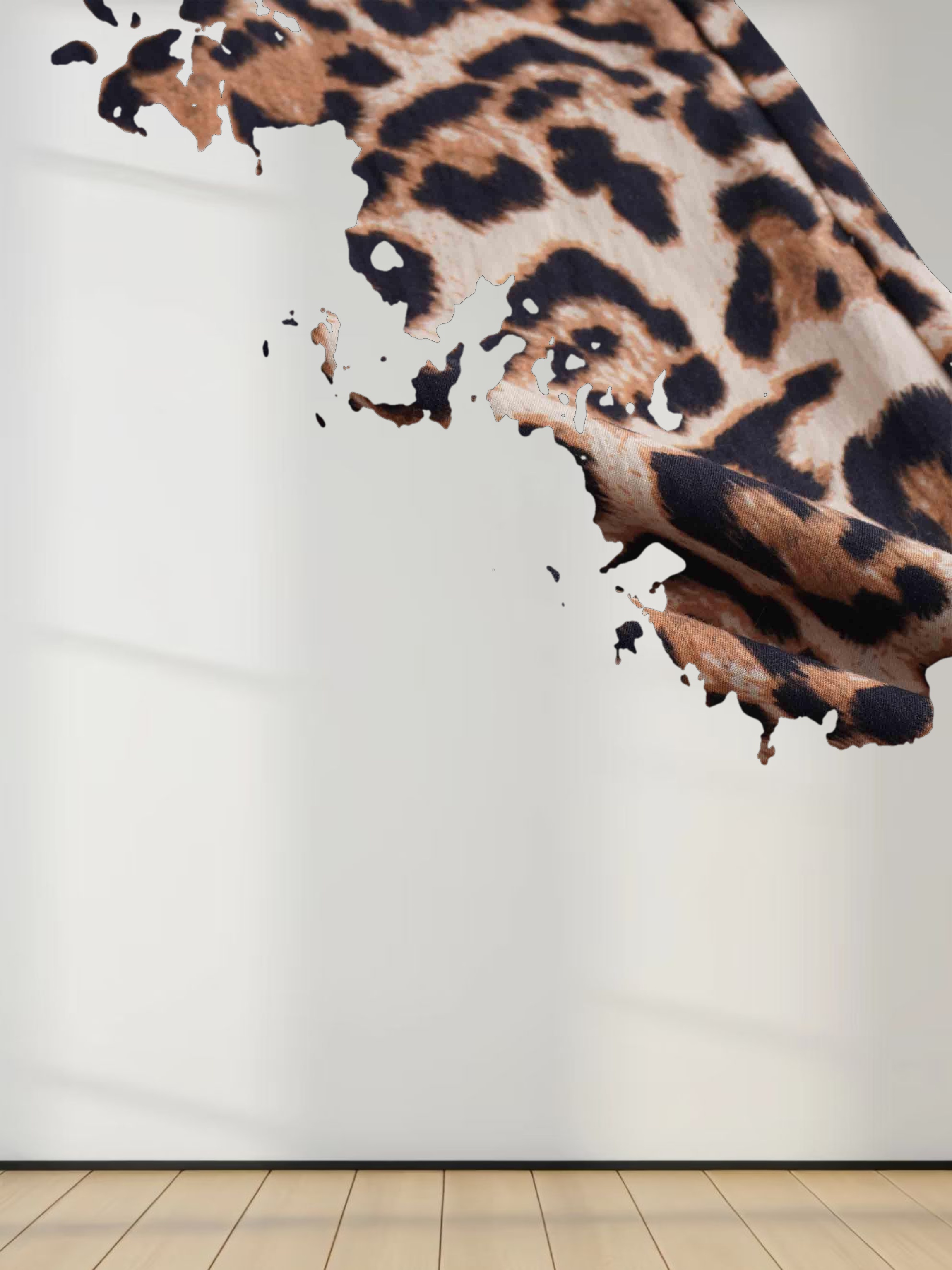 Long Button Down Shirtdress-Leopard Print