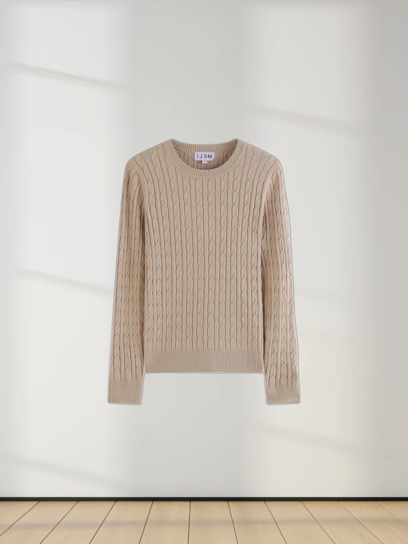 Knit Cable Sweater-Tan