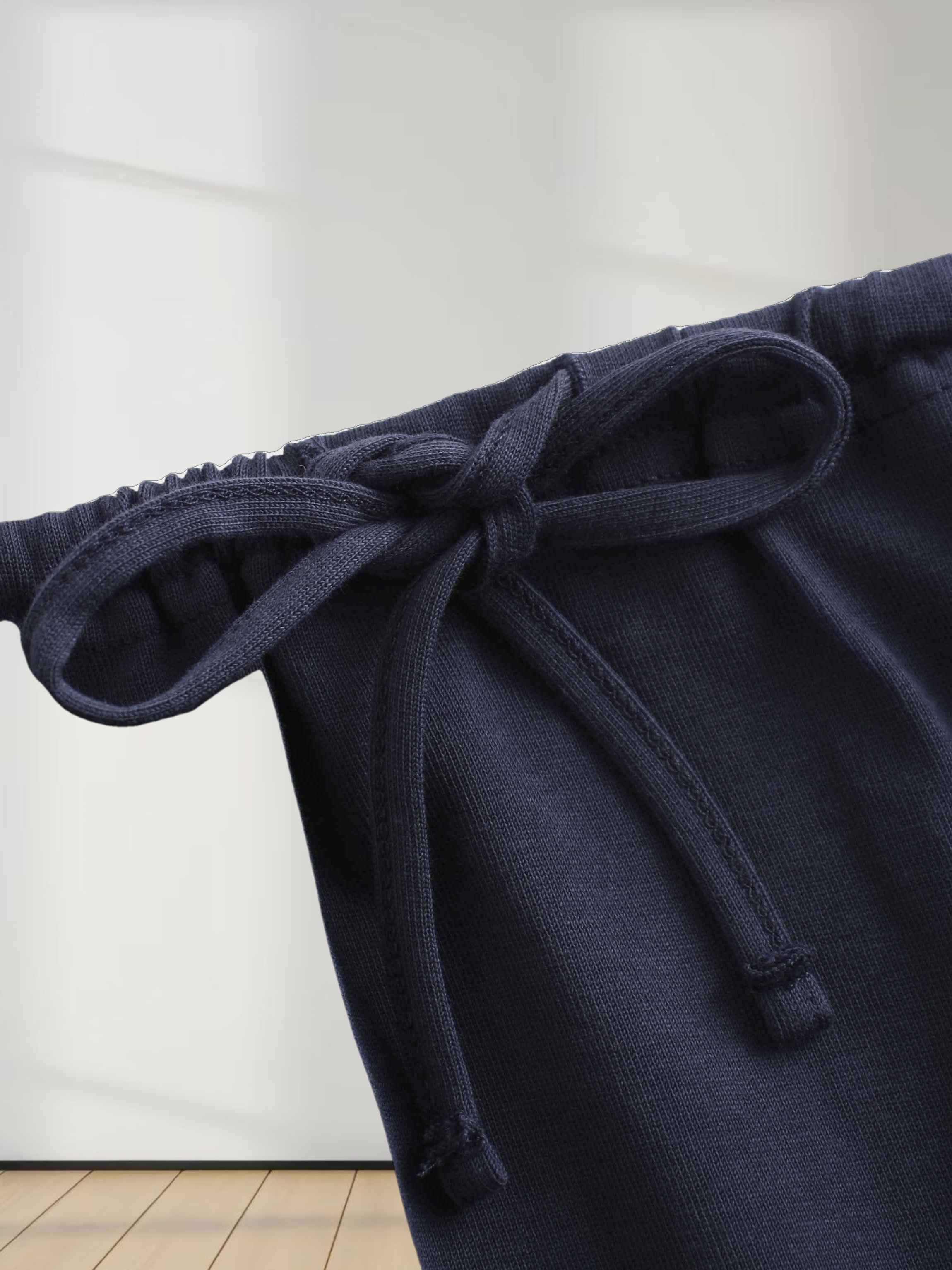 Straight Maxi Drawstring T-Shirt Skirt-Navy