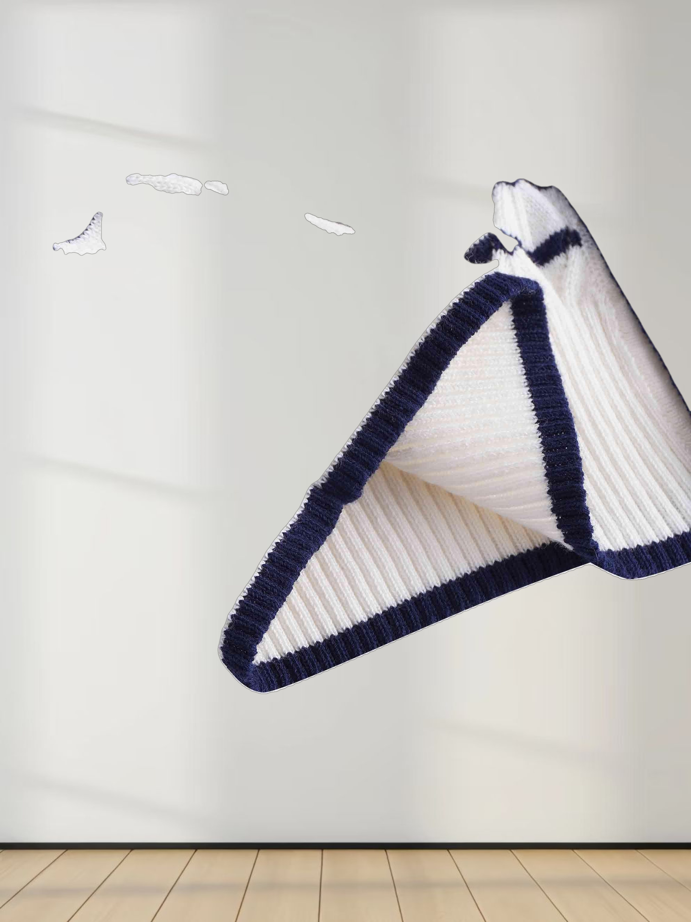 Striped Pointelle Cardigan-Ivory/Navy