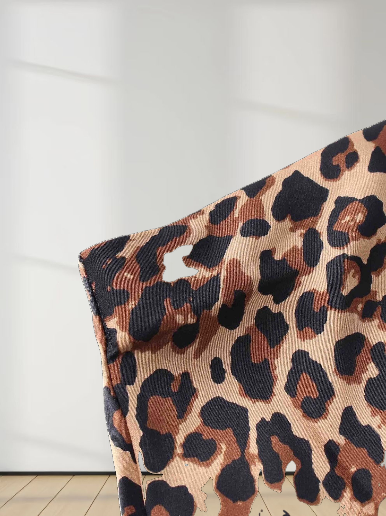 Printed Satin Slip Skirt-Brown Leopard